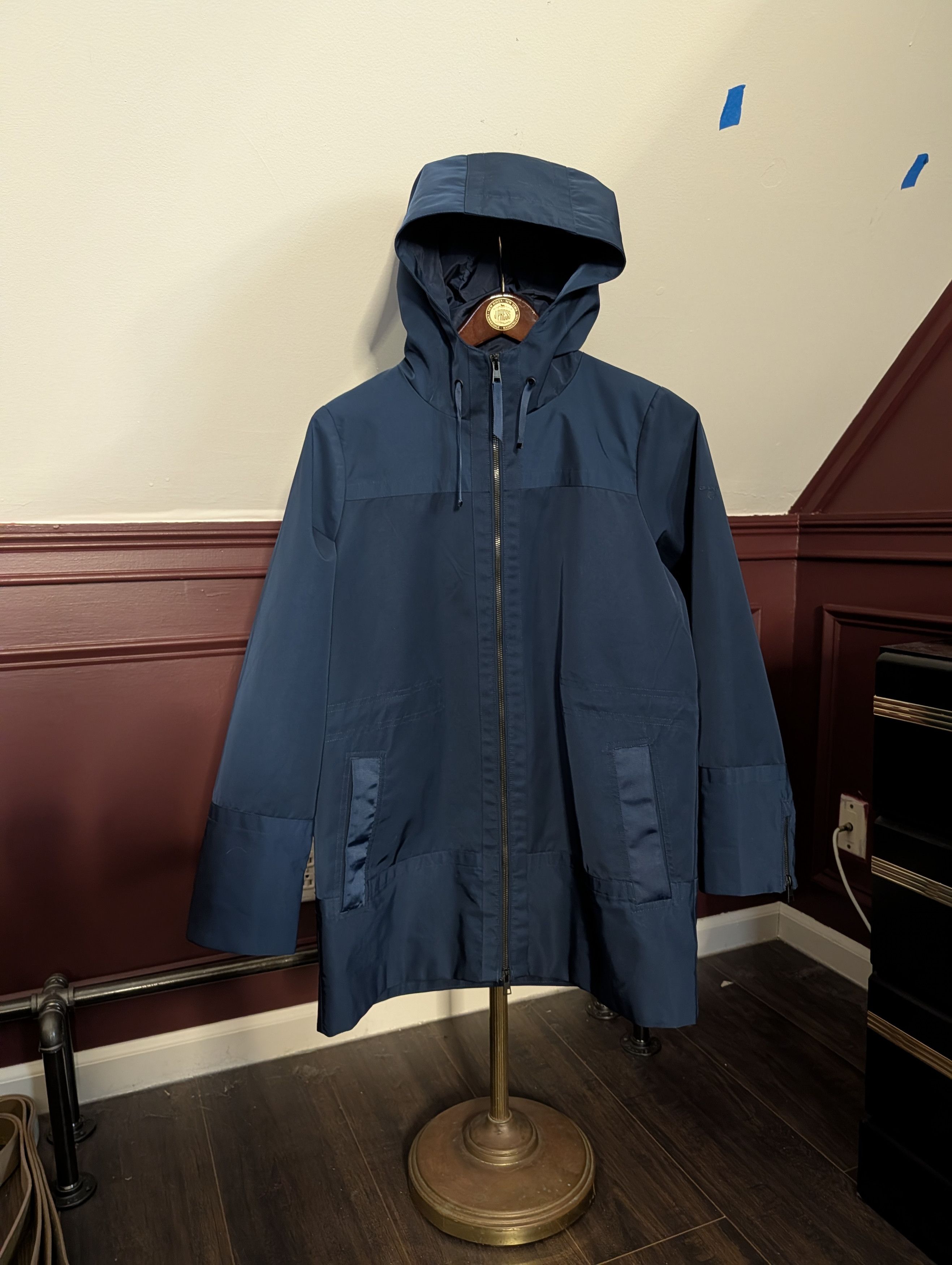 Gant Navy blue nylon zip-up tech hooded rain coat plaid Small Size US S / EU 44-46 / 1 - 1 Thumbnail