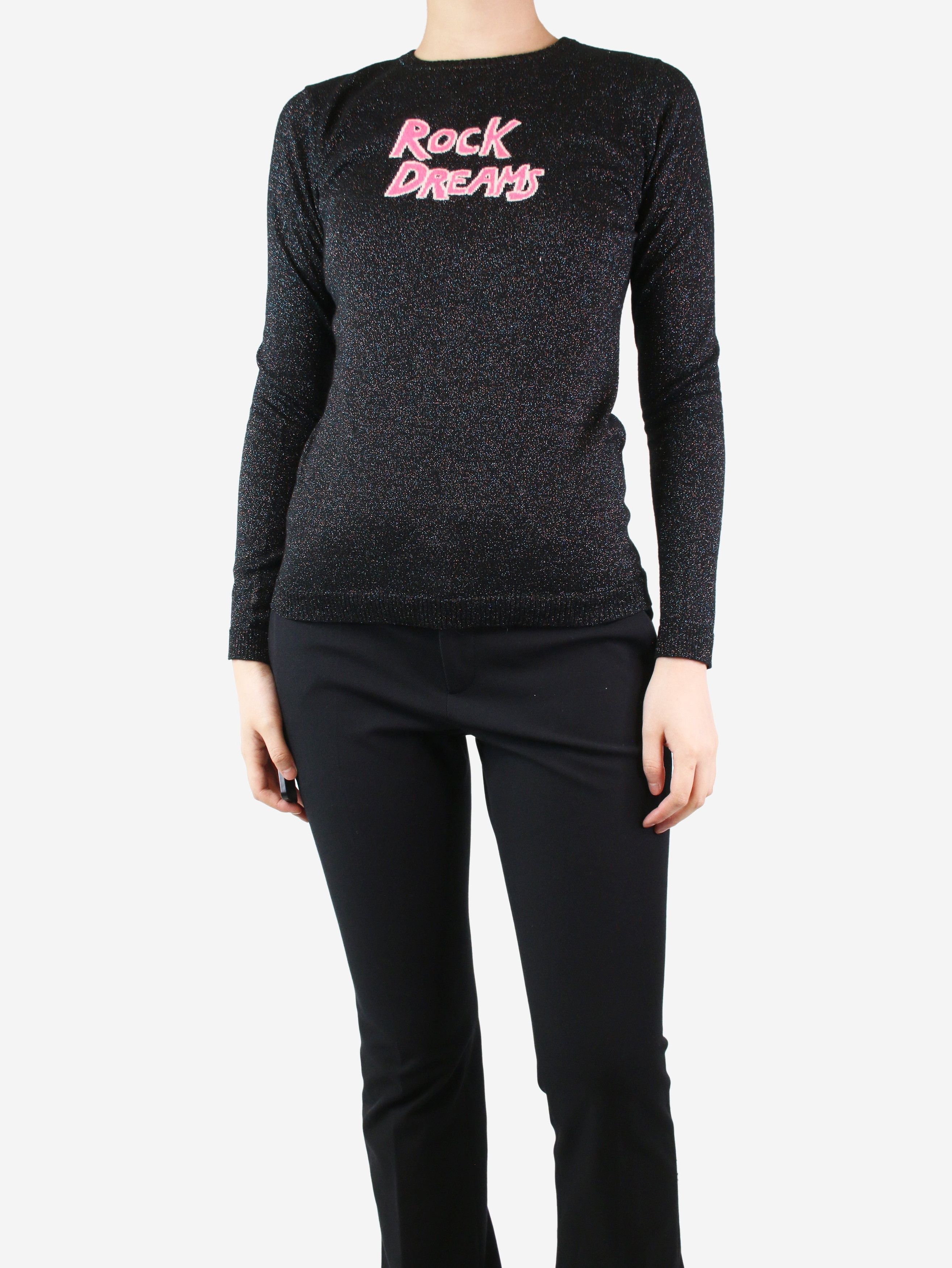 Image of Bella Freud Black Glitter Graphic Jumper - Size S, Women's