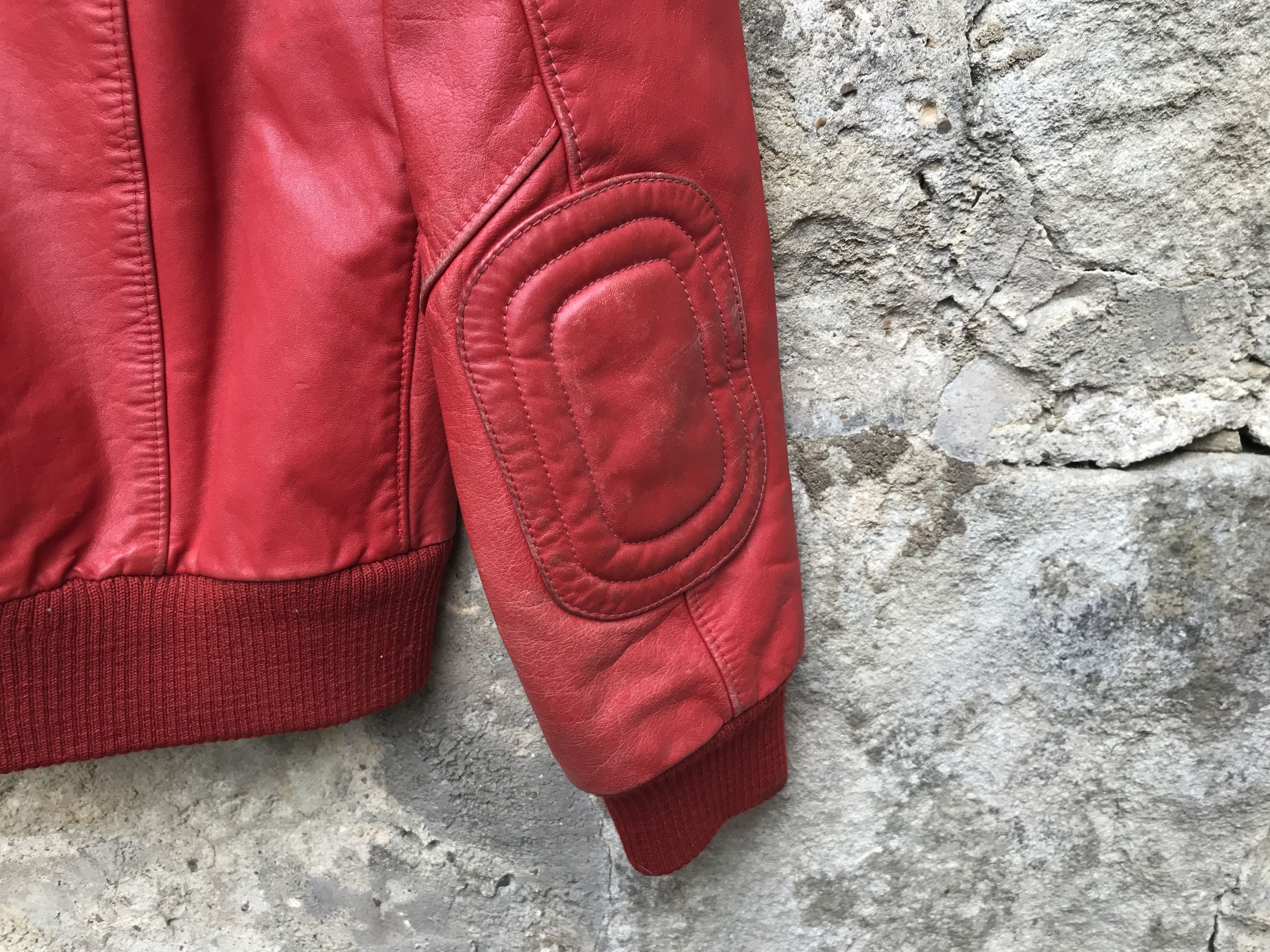Vintage Vintage 80s Red Distressed Leather Motorcycle Bomber Jacket Size US XS / EU 42 / 0 - 13 Thumbnail