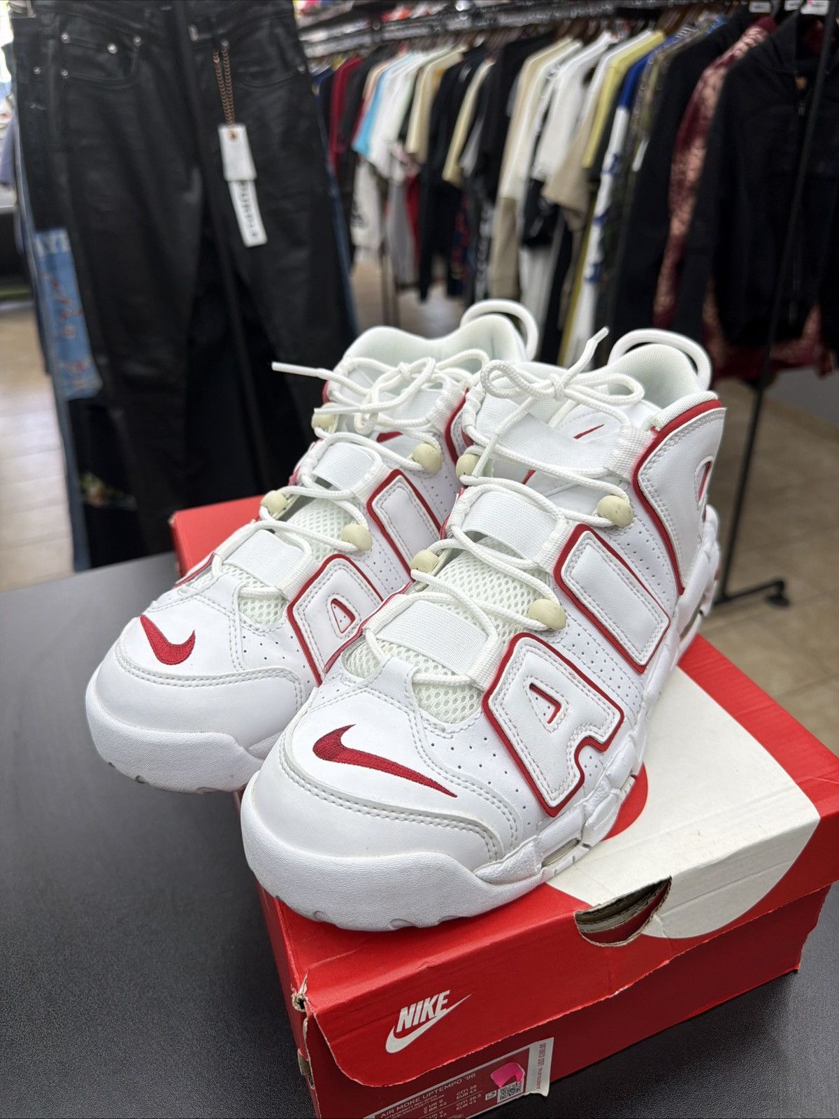 Nike Size 10 - Nike Air More Uptempo White Varsity Red 2021 Size US 10 / EU 43 - 10 Thumbnail