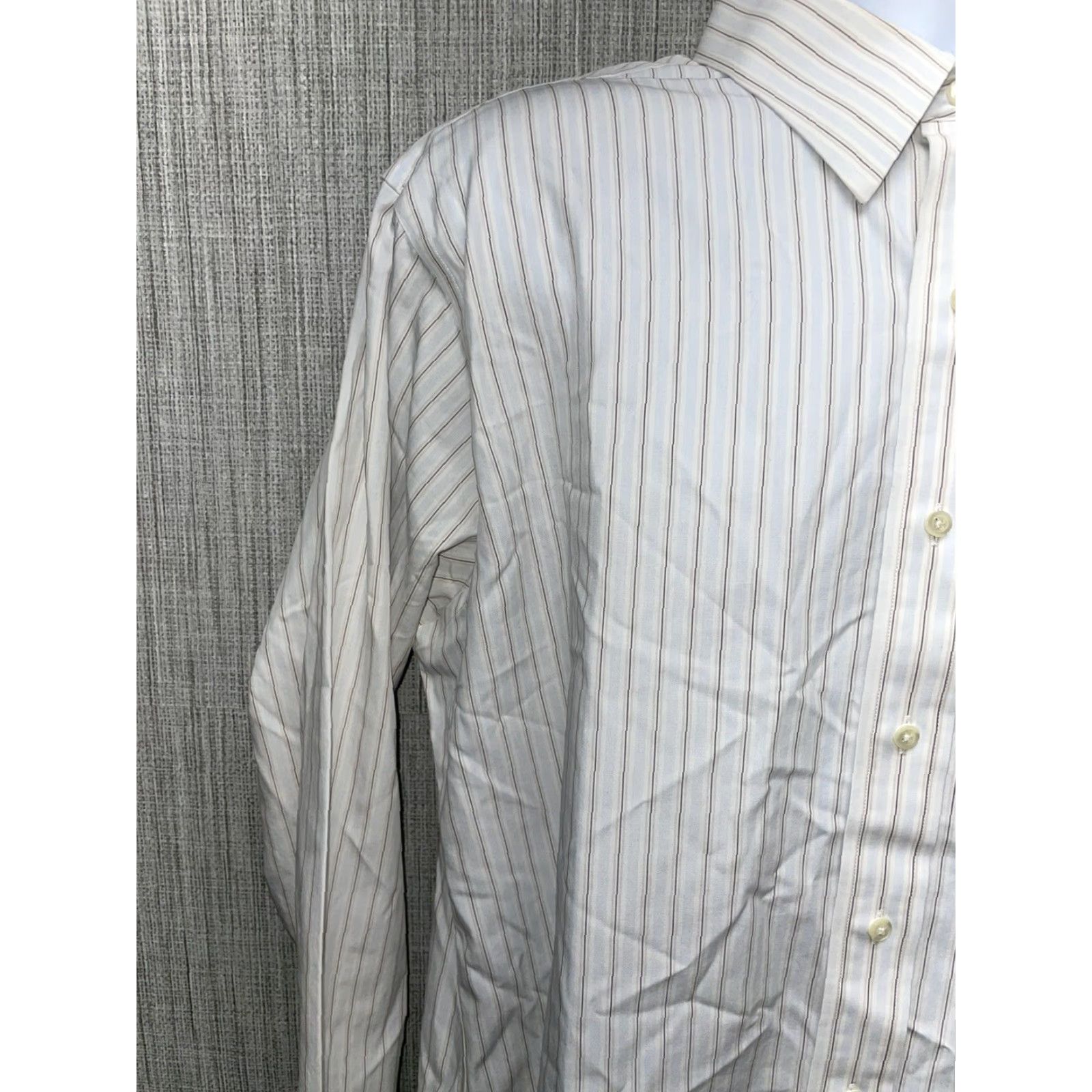 Brooks Brothers Brooks Brothers Slim Fit White Striped Button Down Non-Iron Shirt Mens L Size US L / EU 52-54 / 3 - 6 Thumbnail