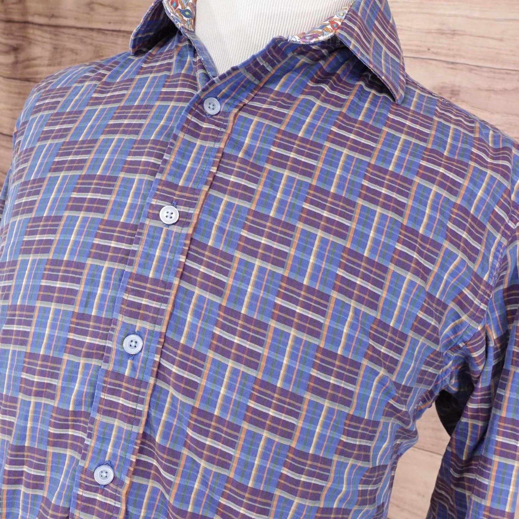 Robert Graham Robert Graham Button-Up Shirt Mens Large Blue Purple Plaid Long Sleeve Casual Size US L / EU 52-54 / 3 - 2 Thumbnail