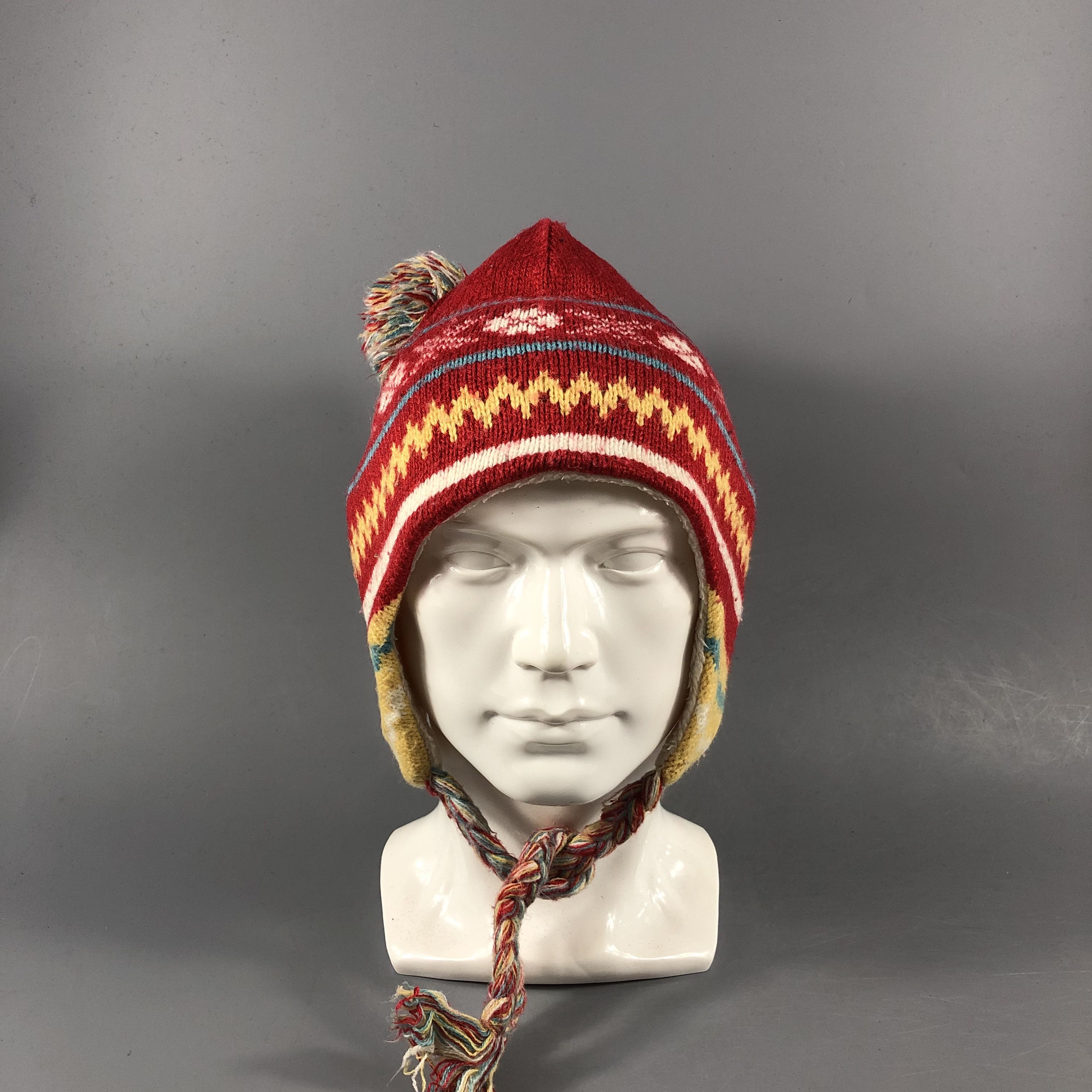Vintage Fair Isle Earflap Bobble Beanie Snowcap Snow Hat B964 Size ONE SIZE - 2 Thumbnail