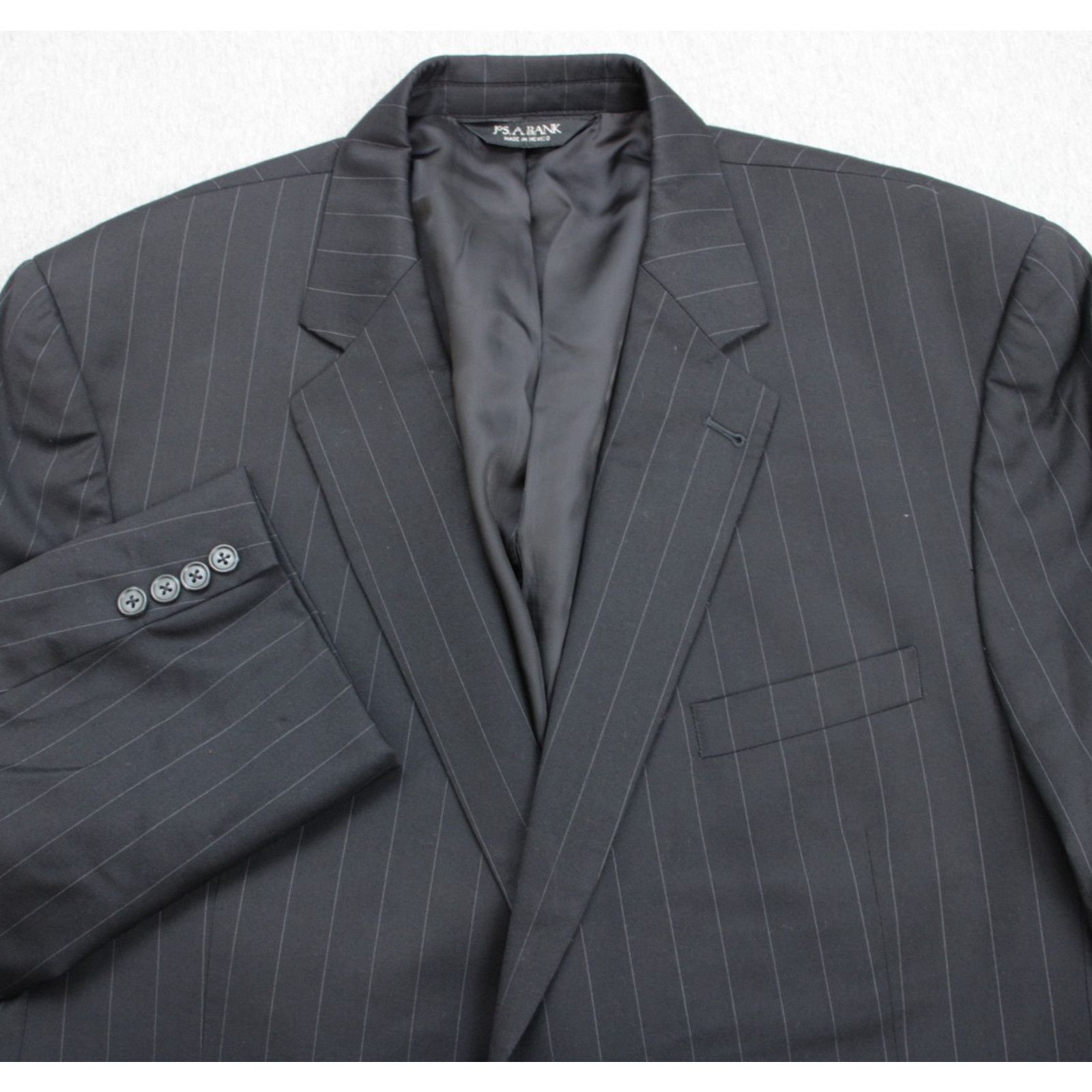 Jos. A. Bank Jos A Bank Suit Mens 48L Black Pinstripe 100% Wool Pants Size 48L - 2 Thumbnail