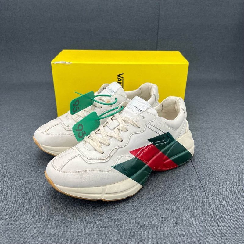 Gucci Gucci Rhyton Leather Low-Top Sneakers for Men - Size US 8 / EU 41 - 1 Thumbnail