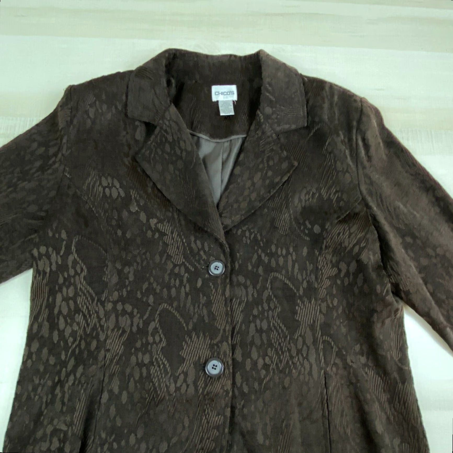 Vintage Chicos Women's Brown Textured Blazer Jacket Size 12 Size XL / US 12-14 / IT 48-50 - 2 Thumbnail