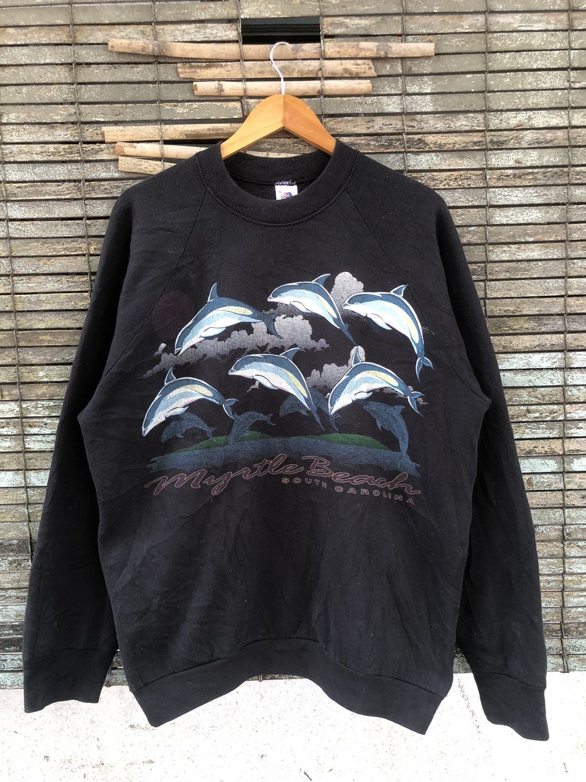 Japanese Brand × Vintage 💥Vintage 90s💥Myrtle Beach Dolphins Mirror Printed Sweatshirt Size US XL / EU 56 / 4 - 1 Thumbnail