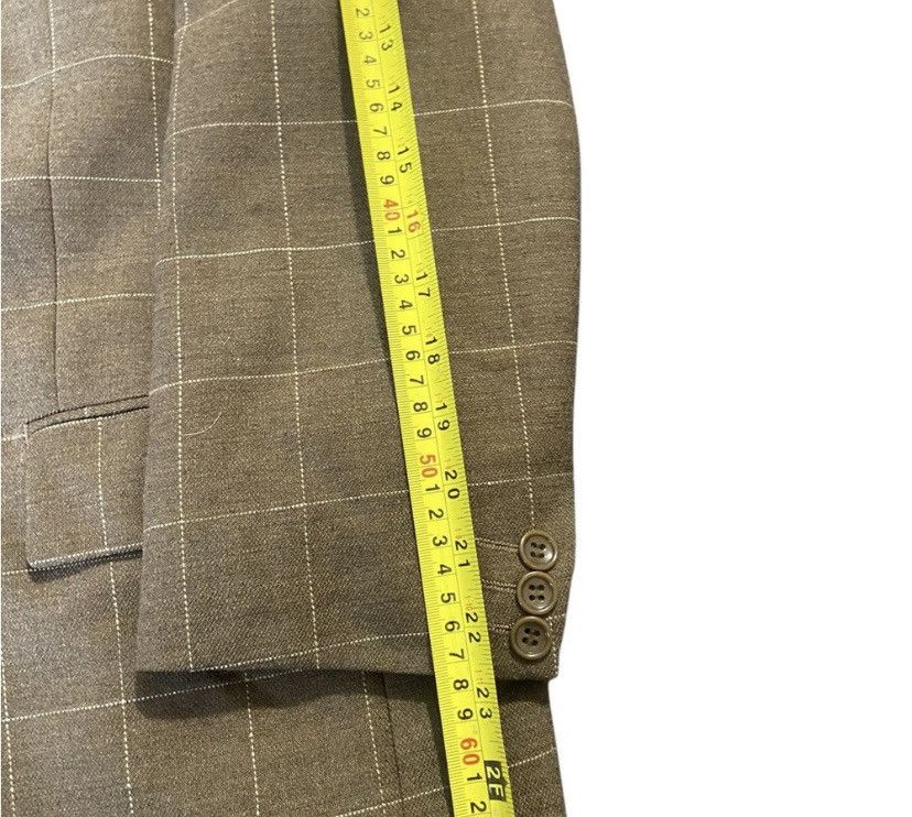 Designer Mens Blazer Windowpane Brown White Check 40S Worsted Size 40S - 7 Thumbnail