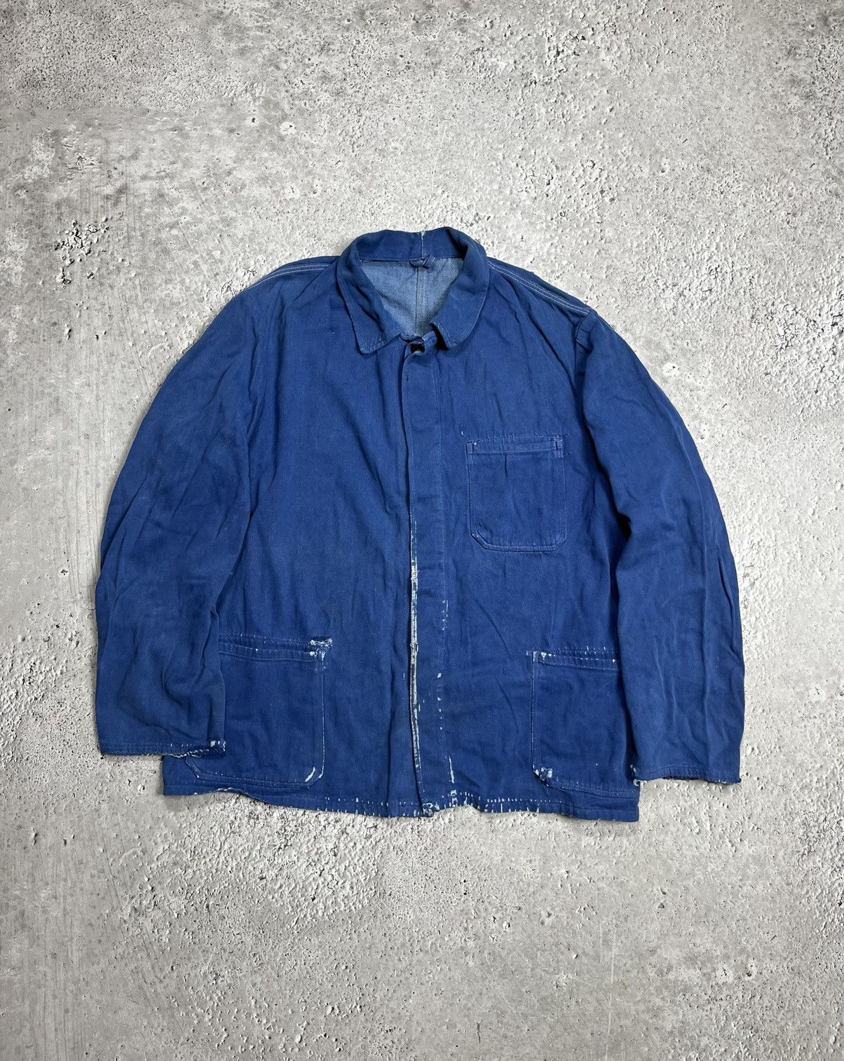 Other Vintage Workwear Distressed French Chore Jacket Blue Canvas Size US M / EU 48-50 / 2 - 1 Thumbnail