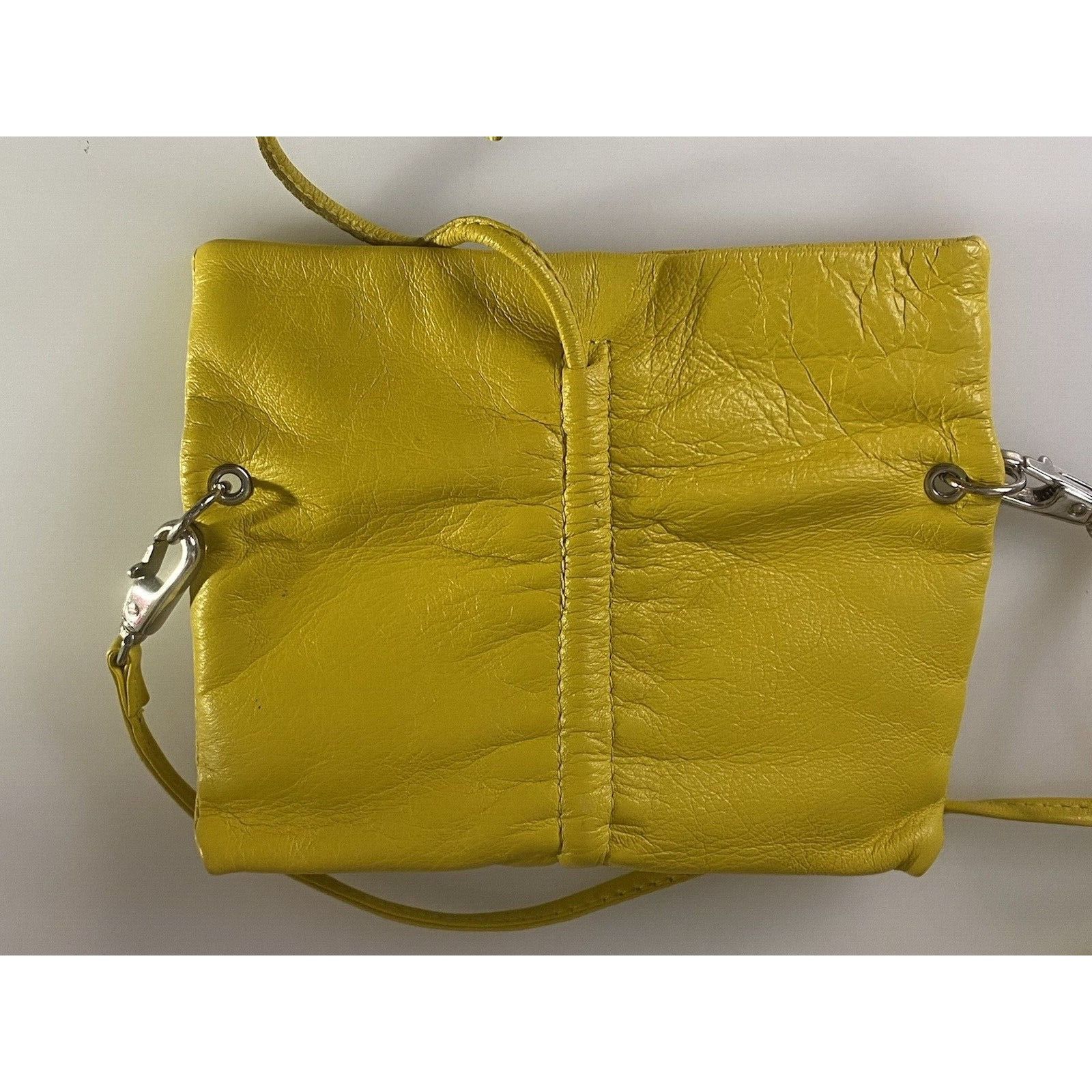Vintage Arezzo Yellow Leather Small Crossbody Shoulder Bag Clutch Ad Size ONE SIZE - 19 Thumbnail