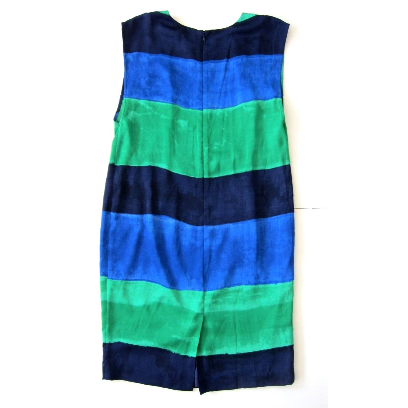 Anne Klein Anne Klein Green Blue Tie Dye Stripe Silky Sleeveless Tunic Sheath Shift Dress 6 Size M / US 6-8 / IT 42-44 - 2 Thumbnail