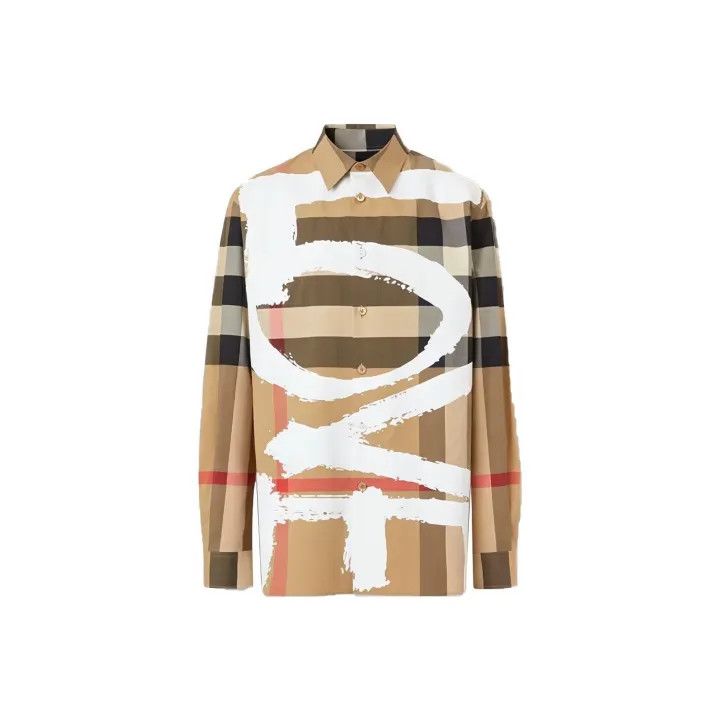 Burberry Burberry Printed Check Stretch Long Sleeve Shirt Size US M / EU 48-50 / 2 - 1 Thumbnail