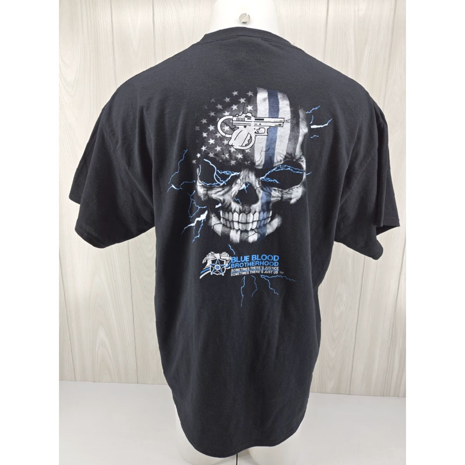 Port & Company VINTAGE Blue Blood Brotherhood Police T Shirt XL Black Size US XL / EU 56 / 4 - 2 Thumbnail