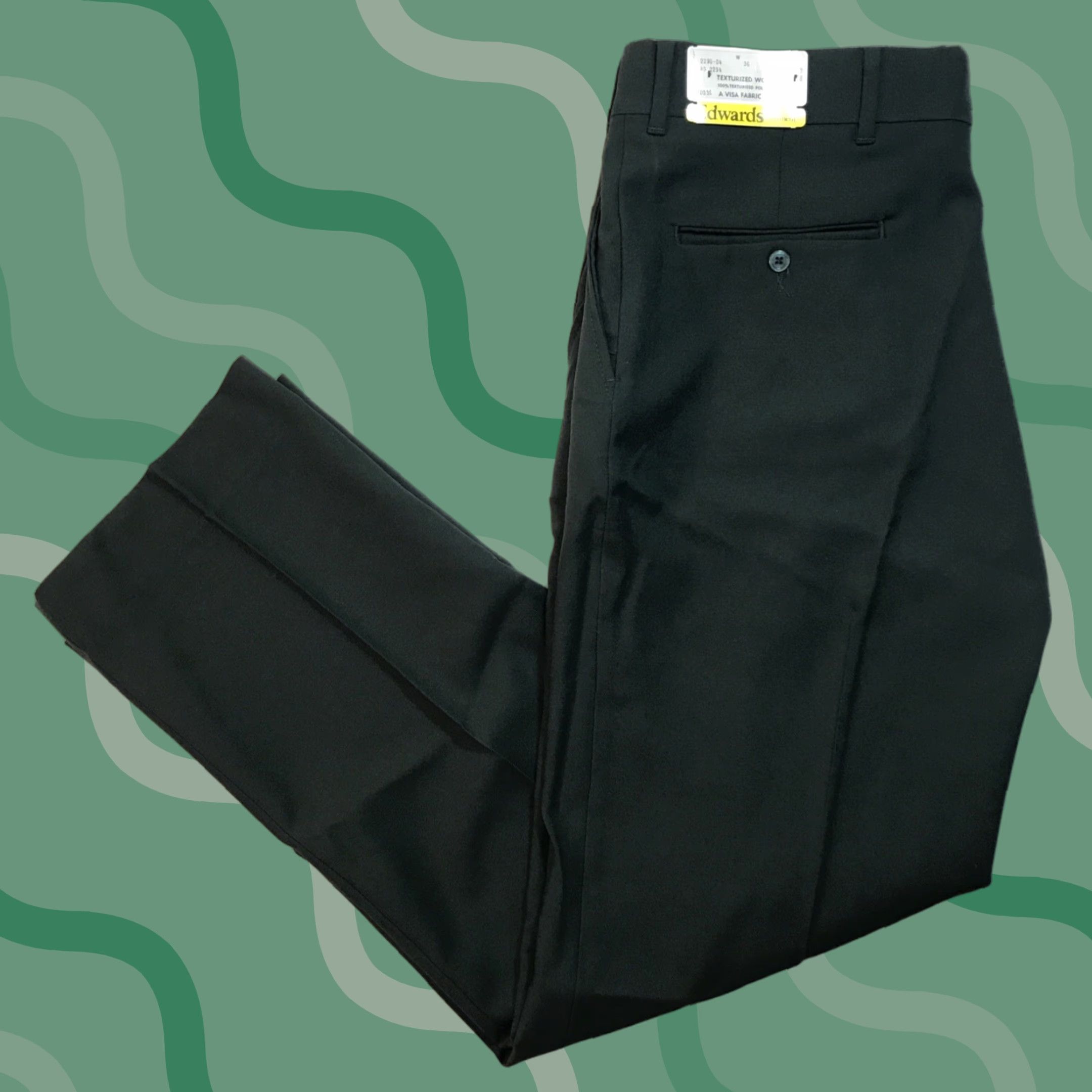 Sears Edwards Garment Dress Pants Mens USA Textured Pleated Straight Leg 30in Inseam Green 36 38 Waist Vintage N/A Size US 36 / EU 52 - 1 Thumbnail