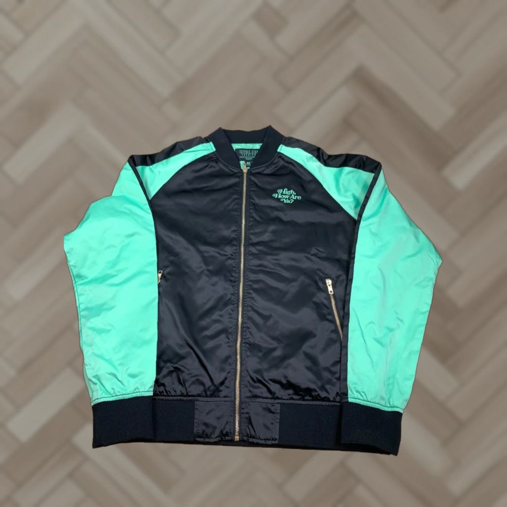 Vintage Jeffree Star Fashion High How Are Ya? Bomber Jacket Women M Black Zip Casual Satin Polyester Stars Theme Regular Zip Size M / US 6-8 / IT 42-44 - 1 Thumbnail