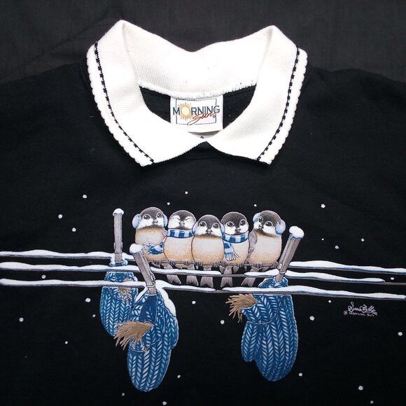 Jerzees × Vintage Vintage Morning Sun Winter Songbirds Collared Sweatshirt Size L / US 10 / IT 46 - 1 Thumbnail