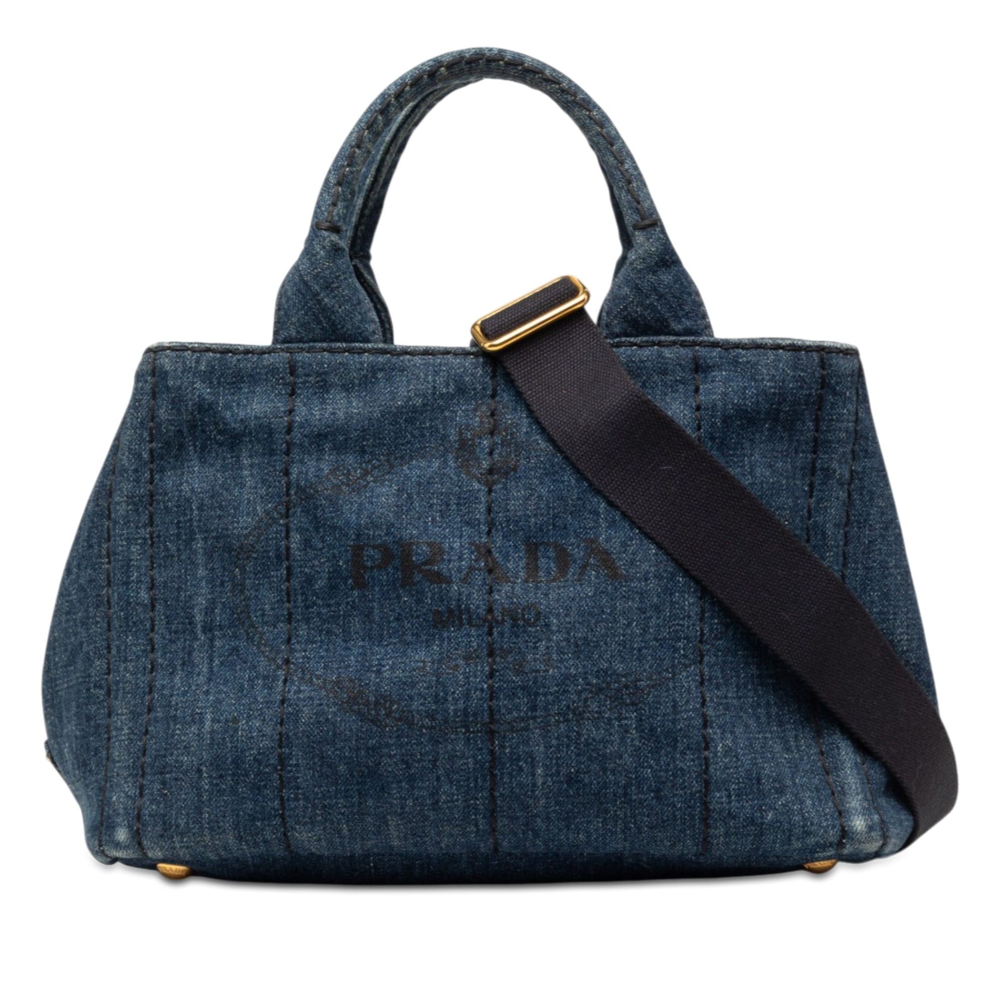 Prada Small Denim Canapa Logo Satchel Size ONE SIZE - 1 Thumbnail