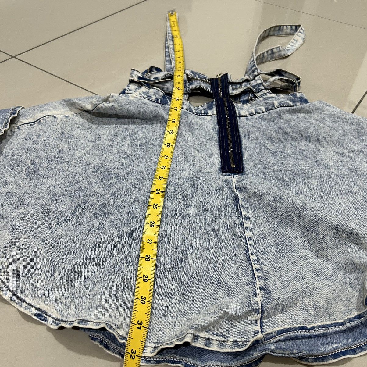 Vintage Vintage Spiga Japanese Acid Wash Denim Short Overall Skirt Size 26" / US 2 / IT 38 - 12 Thumbnail