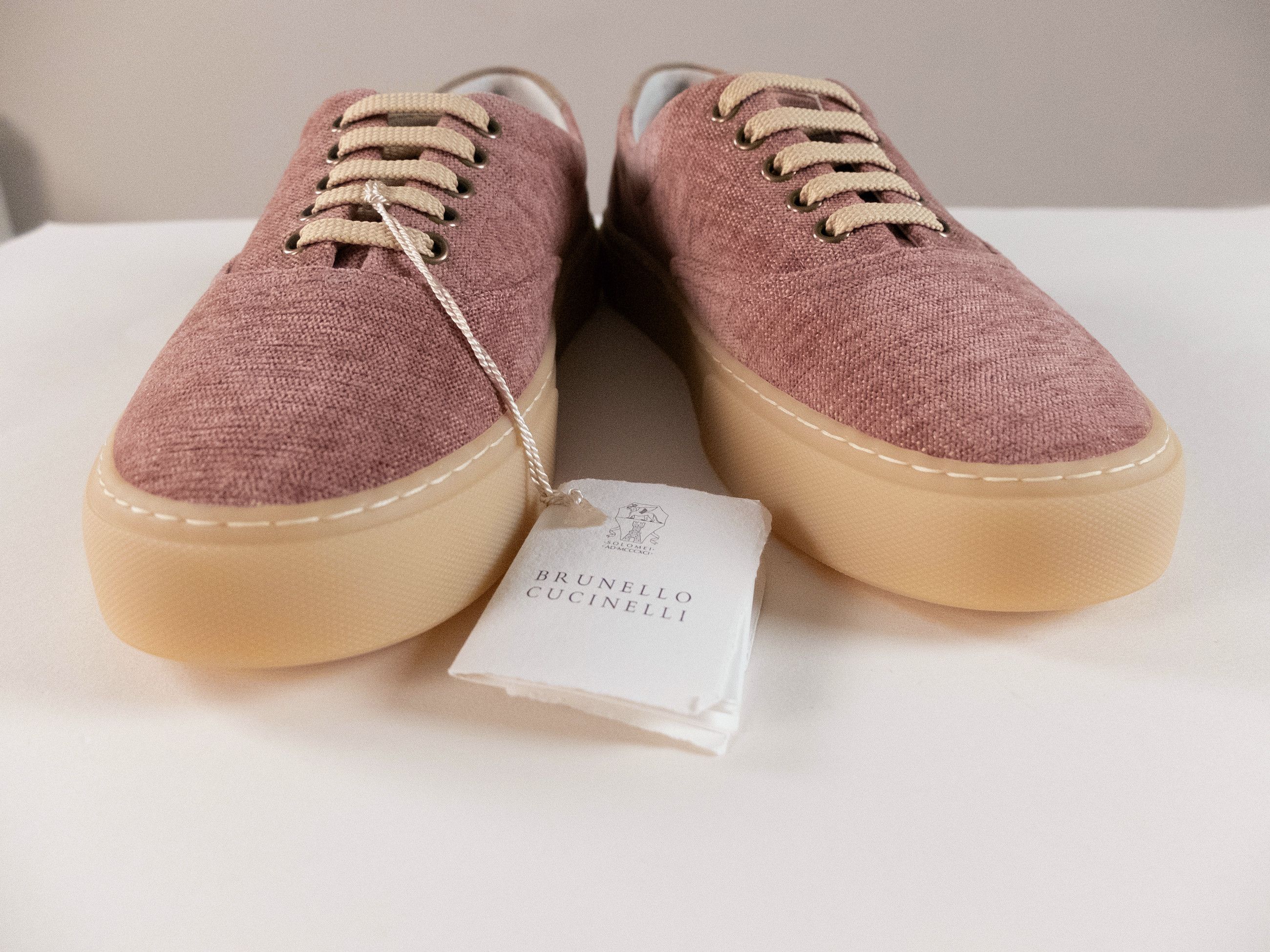 Brunello Cucinelli BRUNELLO CUCINELLI dusty rose denim canvas low sneakers Size US 8 / EU 41 - 9 Thumbnail