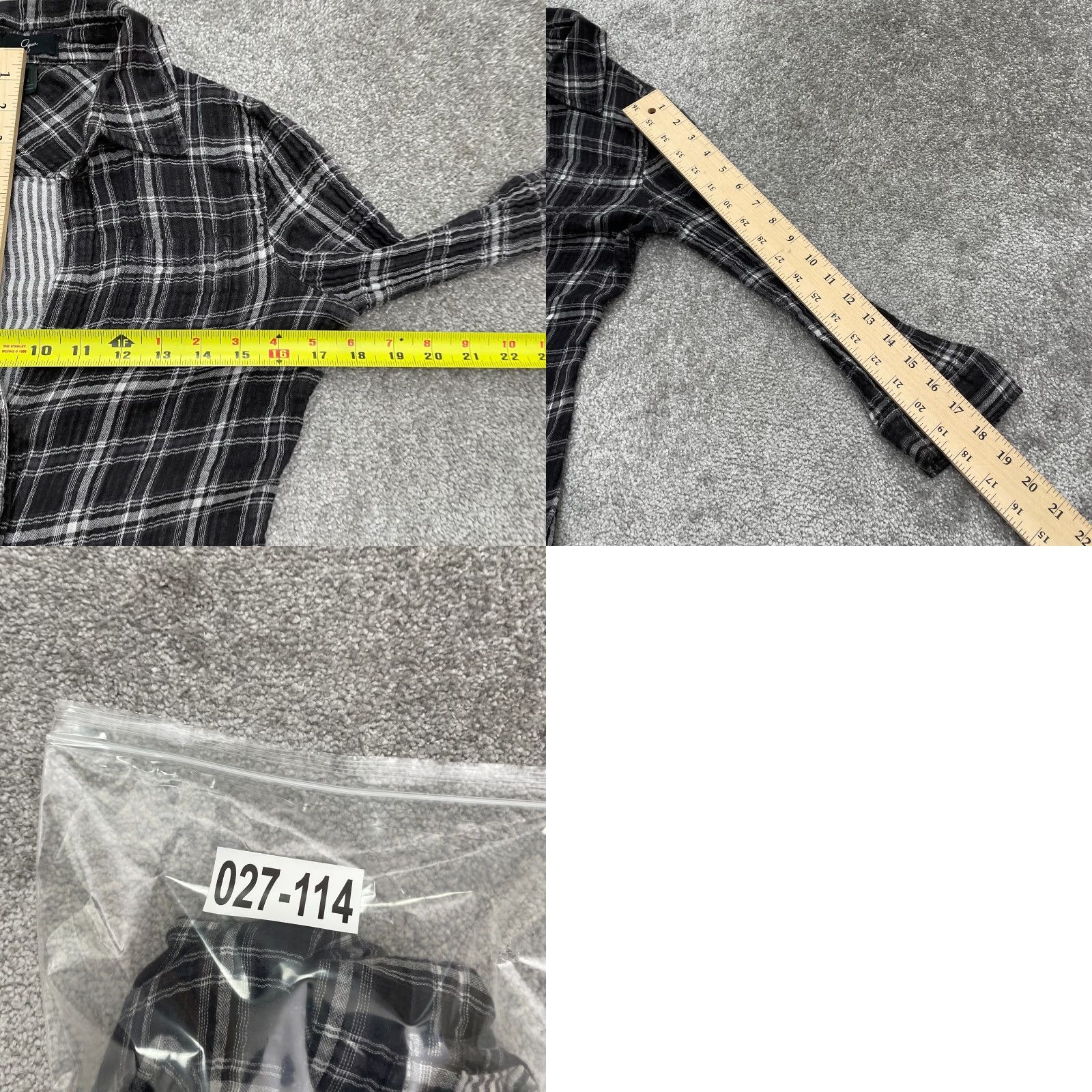 Bloomingdale's Aqua by Bloomingdale's Shirt Women Adult Small Black Flannel Cotton Plaid Button-Up Womens Size S / US 4 / IT 40 - 8 Thumbnail
