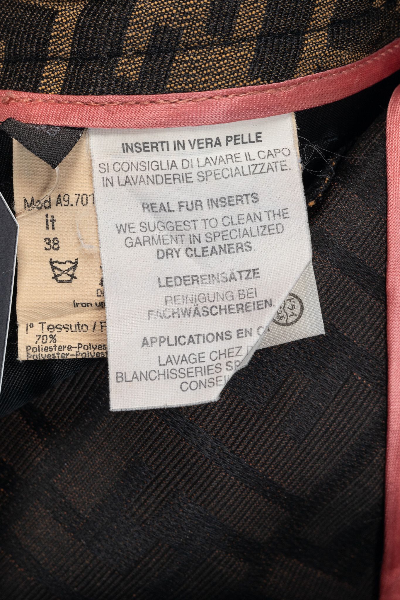Fendi Fendi Brown Zucca-Monogram Leather-Trim Pencil Skirt Size 27" / US 4 / IT 40 - 9 Thumbnail