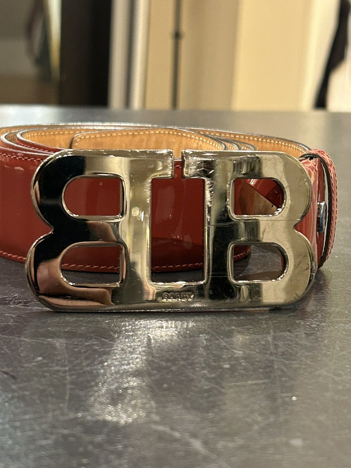 Bally Bally Patent Leather Belt - Silver/Red Size 44 - 1 Thumbnail
