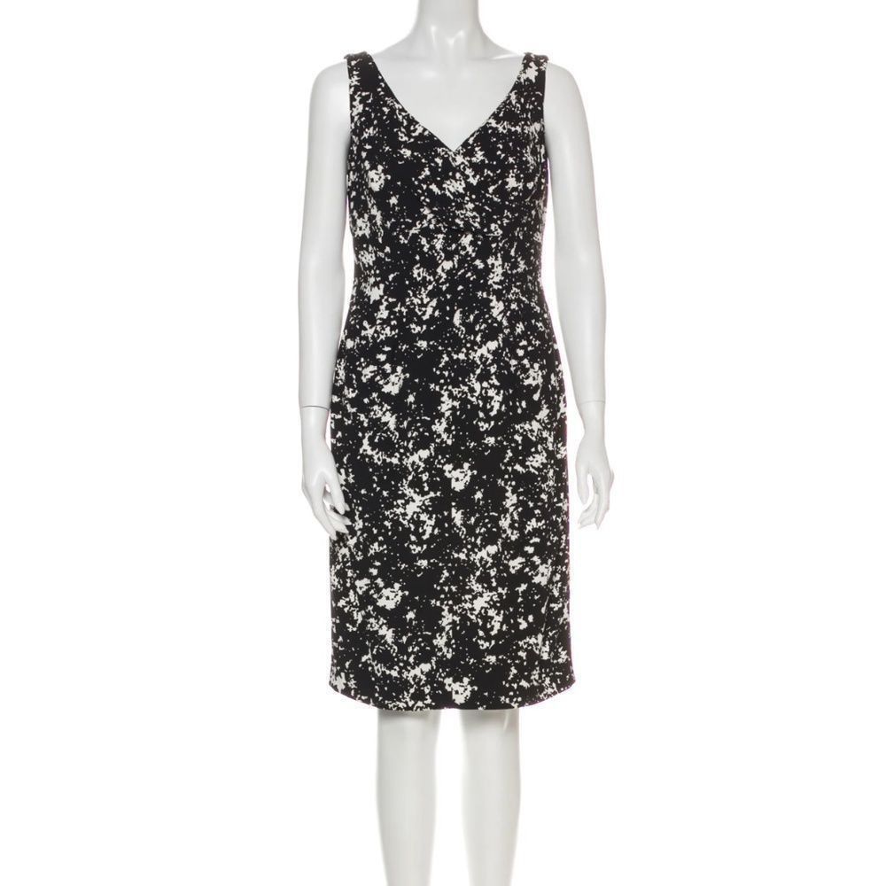 image of Michael Kors Size 12 Black And White Printed Sheath Dress, Women's