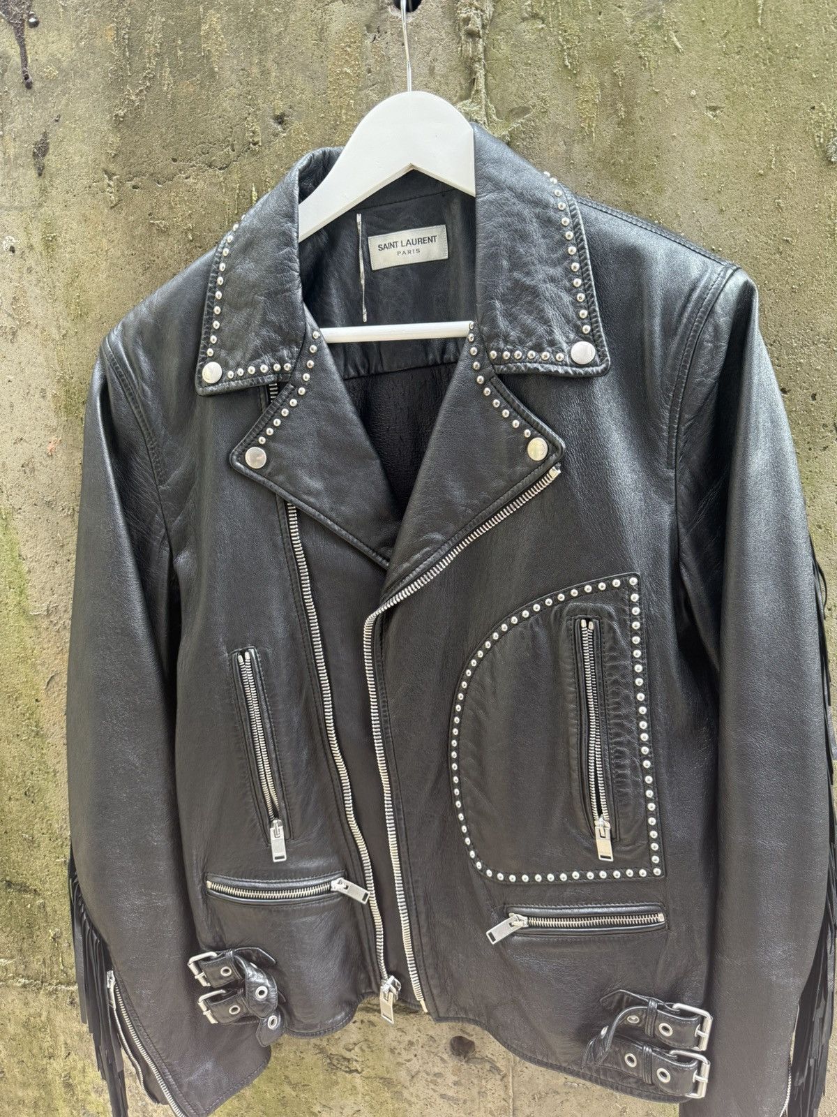 Saint Laurent Paris AW15 Saint Laurent Studded Fringe Leather Jacket Size US L / EU 52-54 / 3 - 3 Thumbnail