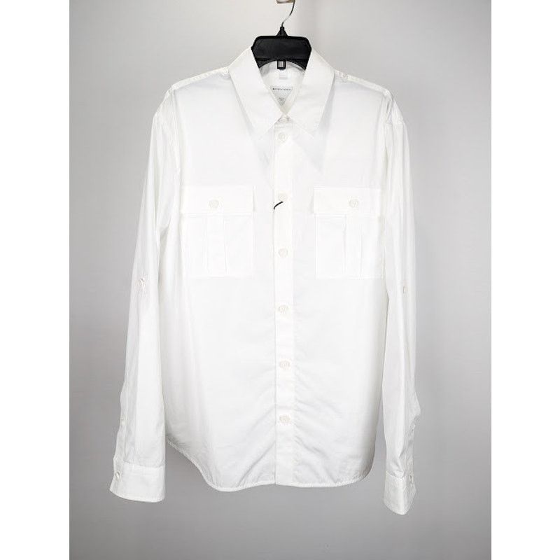 Bottega Veneta o1rshd1 Compact Cotton Poplin Shirt in White Size US L / EU 52-54 / 3 - 1 Thumbnail