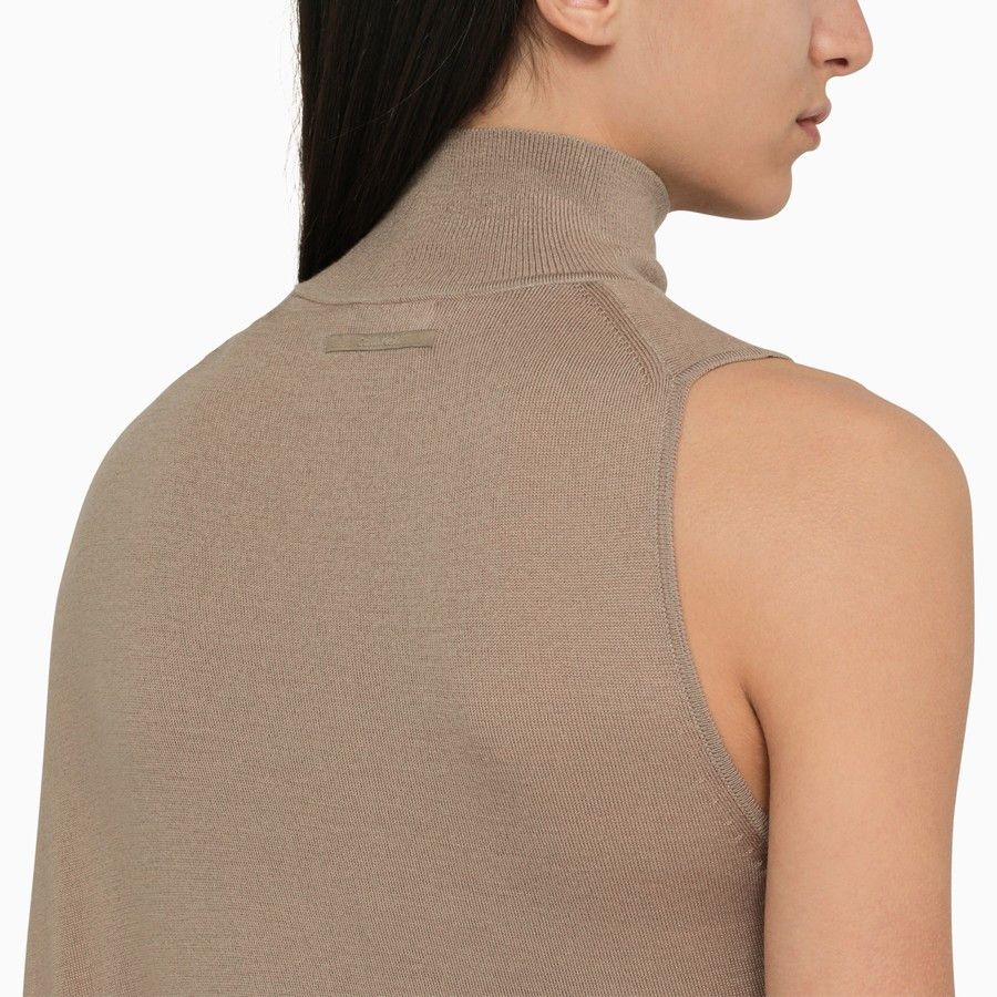 Calvin Klein o1d2blof0824 One-Shoulder Wool Turtleneck Top in Beige Size M / US 6-8 / IT 42-44 - 4 Thumbnail