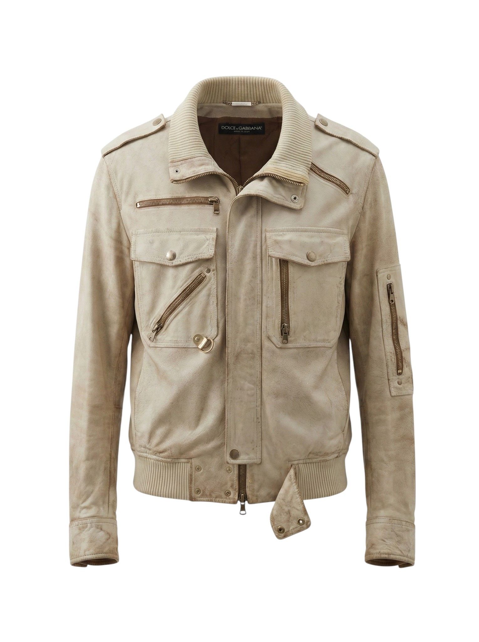 Dolce & Gabbana CALFSKIN LEATHER AGED JACKET Size US L / EU 52-54 / 3 - 1 Thumbnail