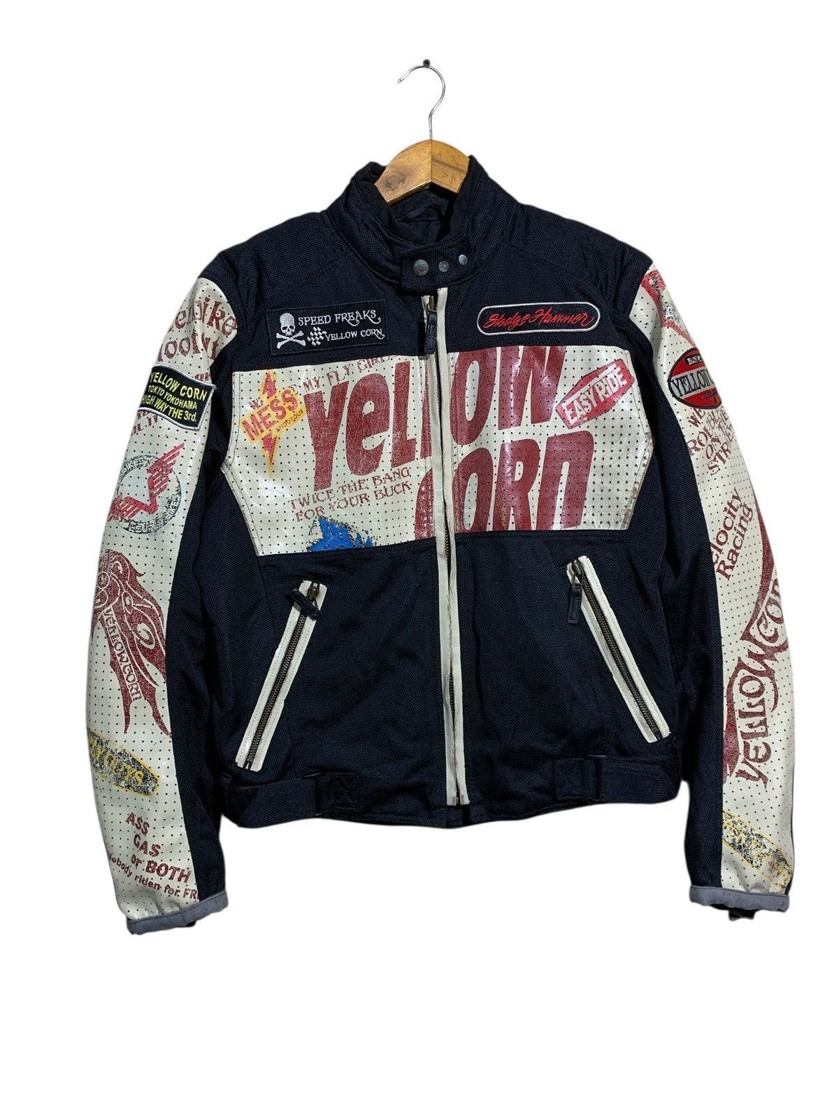 YELLOW CORN 🔥VTG YELLOW CORN SLEDGE HAMMER RACING BIKERS JACKET Size US L / EU 52-54 / 3 - 1 Thumbnail