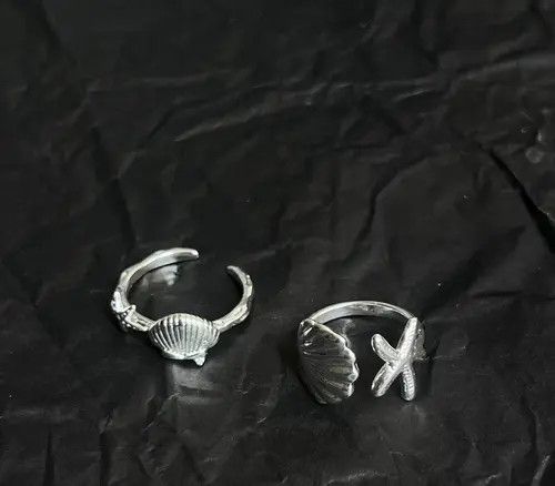 Jewelry Silver Shell and Starfish Open Band Rings, Adjustable Size ONE SIZE - 3 Thumbnail