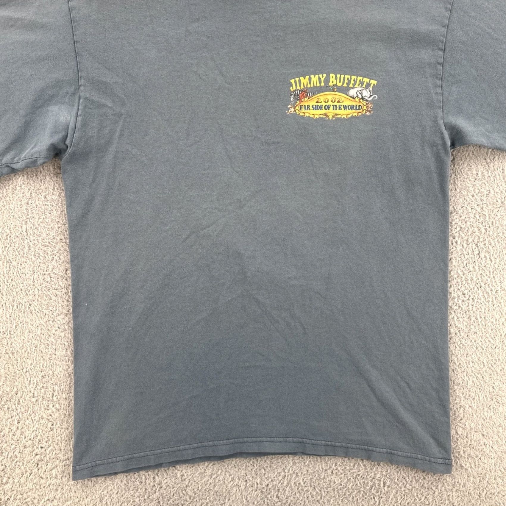 Vintage VINTAGE Sundog Men’s T-Shirt Graphic Print 2002 Jimmy Buffet Far Side Of The World Concert Tour Tee L Blue Mens Regular Short Sleeve Crew Neck Size US L / EU 52-54 / 3 - 4 Thumbnail
