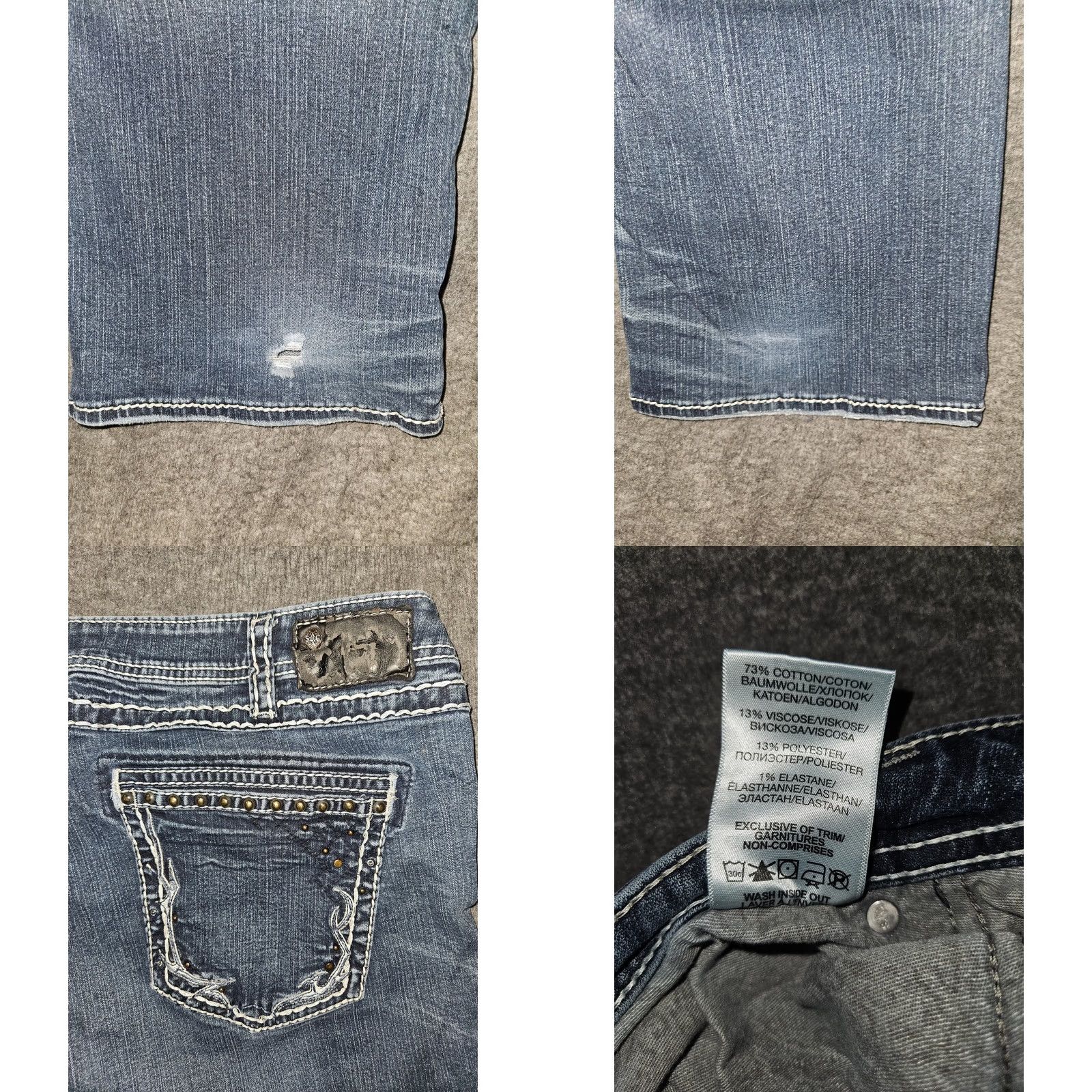 Silver Jeans Co. Silver Jeans Co Tuesday Mid Slim Boot Jeans Womens 16 Blue Distressed Denim Size 38" / US 16 / IT 52 - 8 Thumbnail