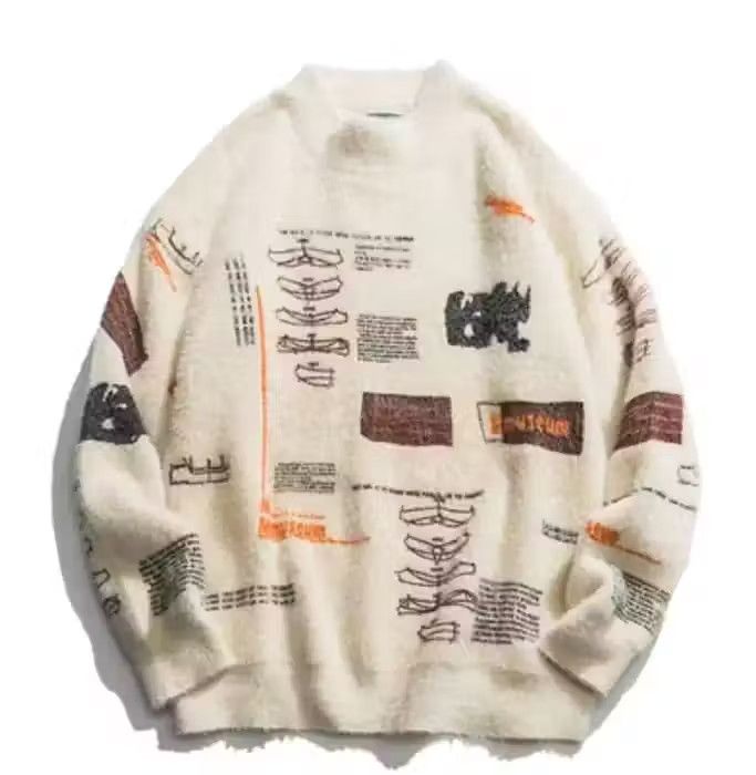 image of Jewelry x Vintage Graffiti Knitted Sweaters in White, Men's (Size Large)