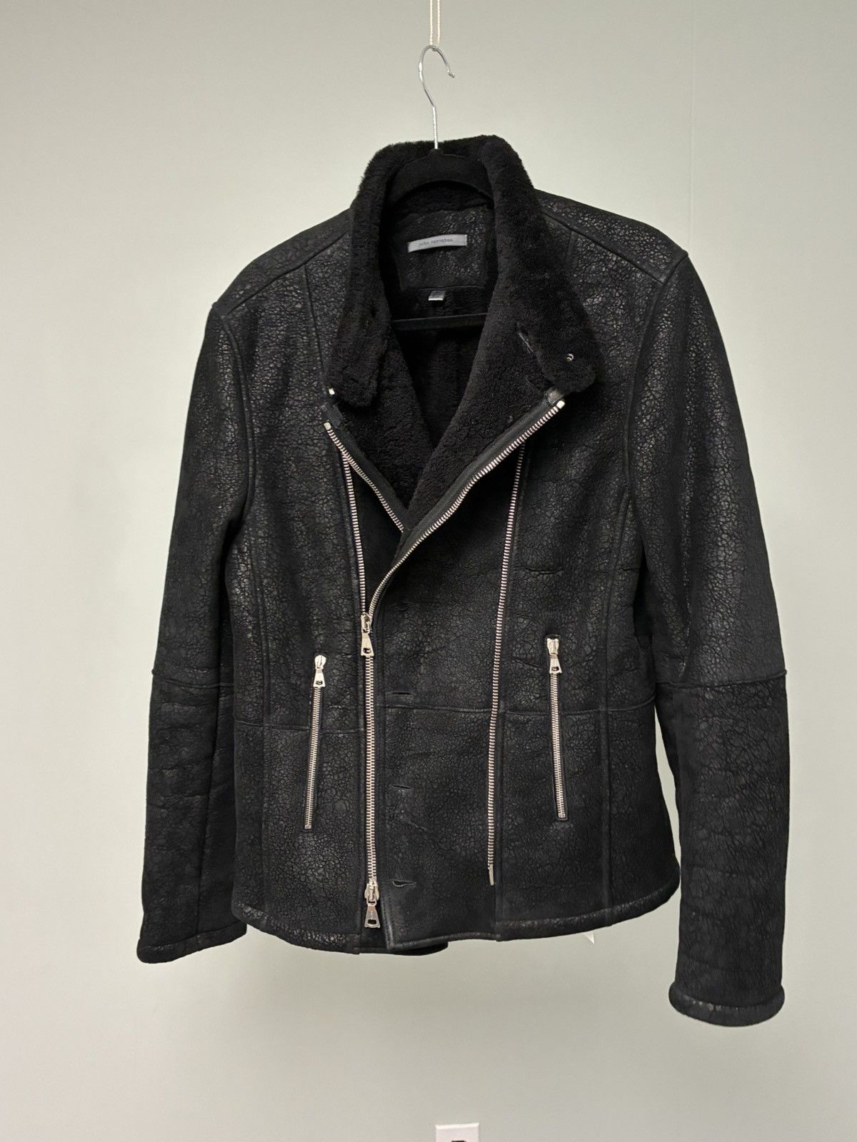 John Varvatos Asymmetrical Biker Shearling Jacket EU 50 USA 40 Size US M / EU 48-50 / 2 - 19 Thumbnail