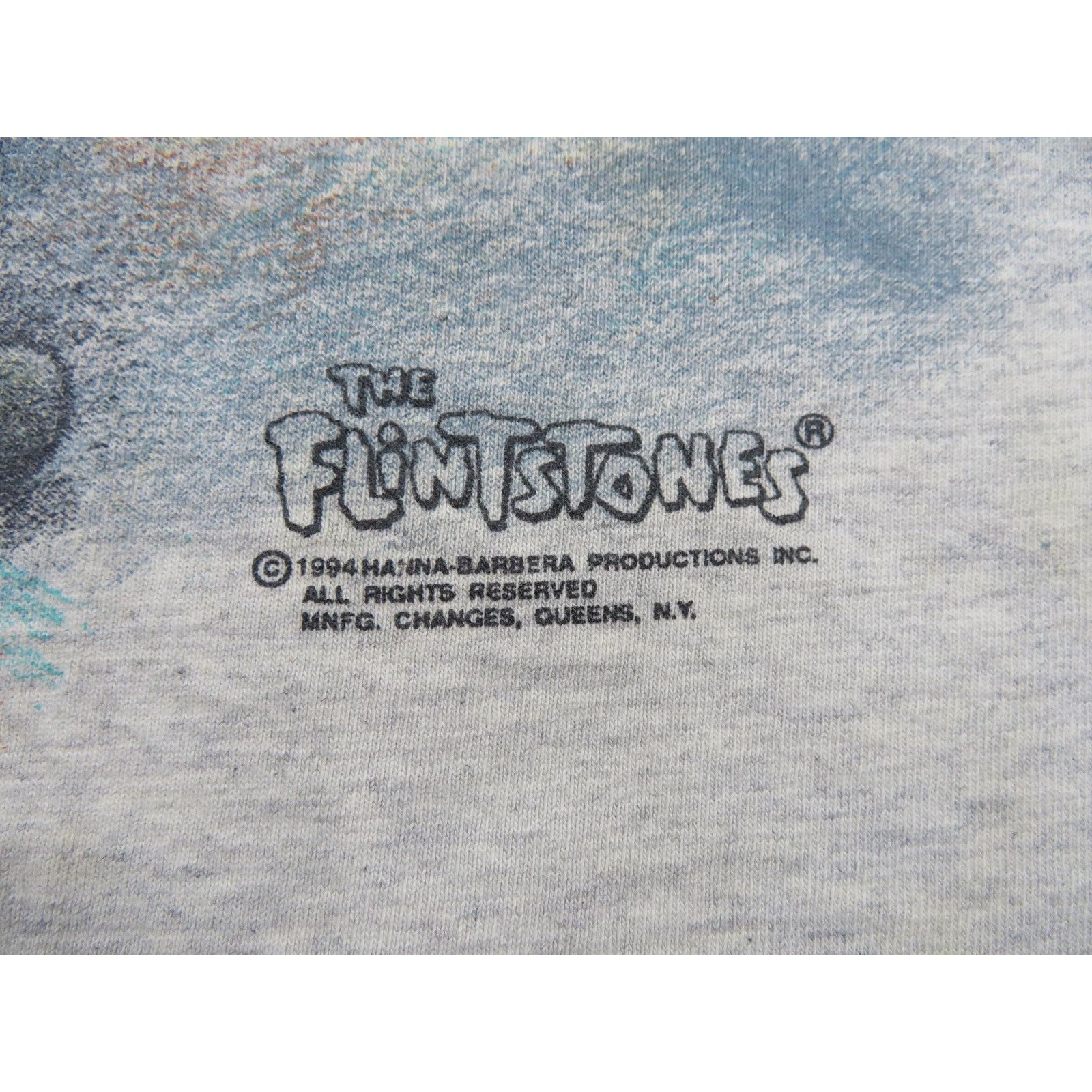 Anvil Fred Flintstone Gray T-Shirt Double Sided Sz XL 1990s Size US XL / EU 56 / 4 - 6 Thumbnail