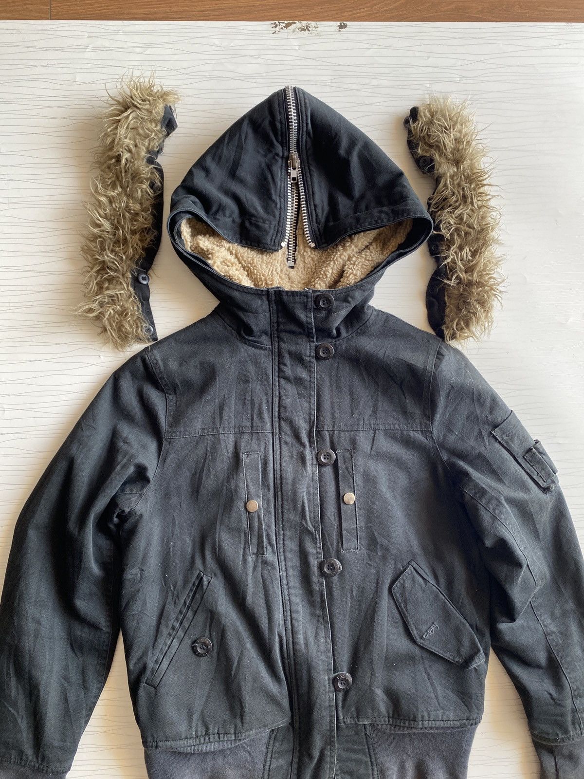 20471120 Japanes Brand Jassie Parka Fur Jacket Sherpa Detachable Hood Size US M / EU 48-50 / 2 - 8 Thumbnail