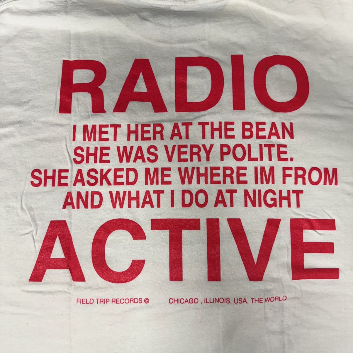 Vintage FIELD TRIP RECORDS RADIO ACTIVE TEE WHITE Size US XL / EU 56 / 4 - 5 Thumbnail