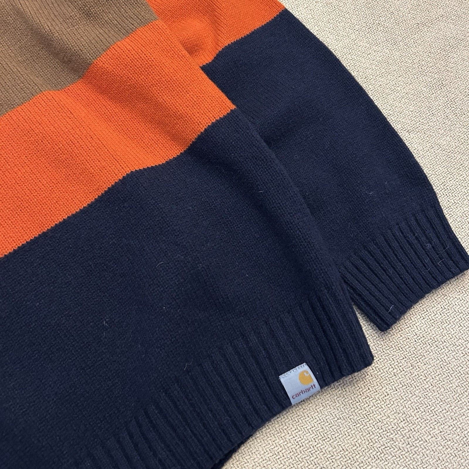 Carhartt WIP Work In Progress Goldner Lambs Wool Knit Striped Sweater Size US L / EU 52-54 / 3 - 3 Thumbnail
