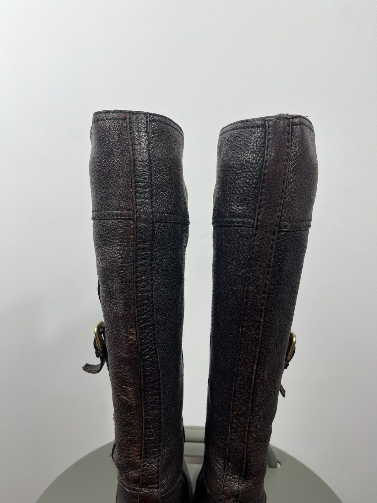 Prada Prada Brown Leather Knee High Boots Block Heel Vintage EU 36 Size US 5 / IT 35 - 14 Thumbnail