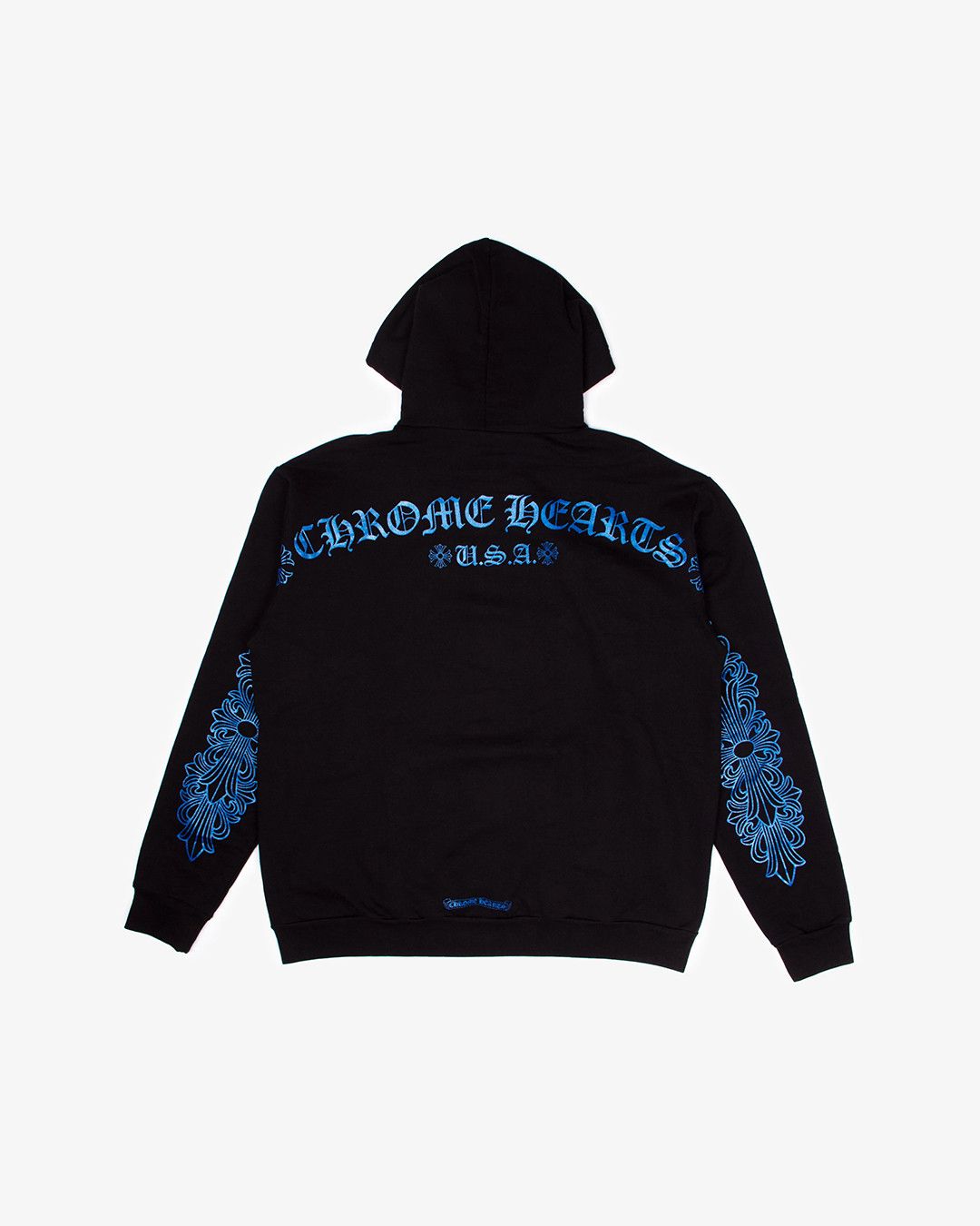 Black and blue chrome hearts hoodie sale