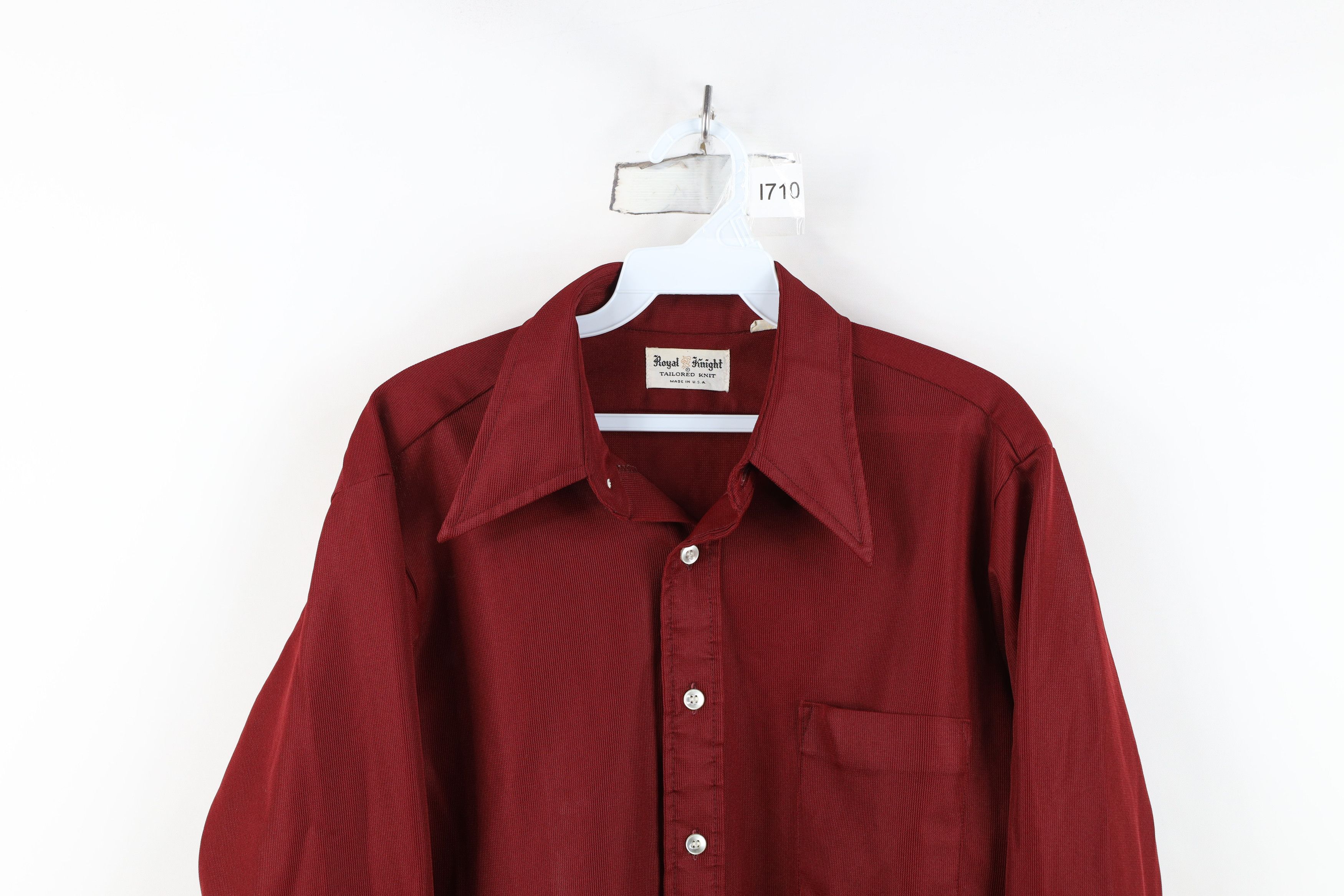 Vintage Vintage 70s Streetwear Knit Collared Button Shirt Red USA Size US M / EU 48-50 / 2 - 2 Thumbnail