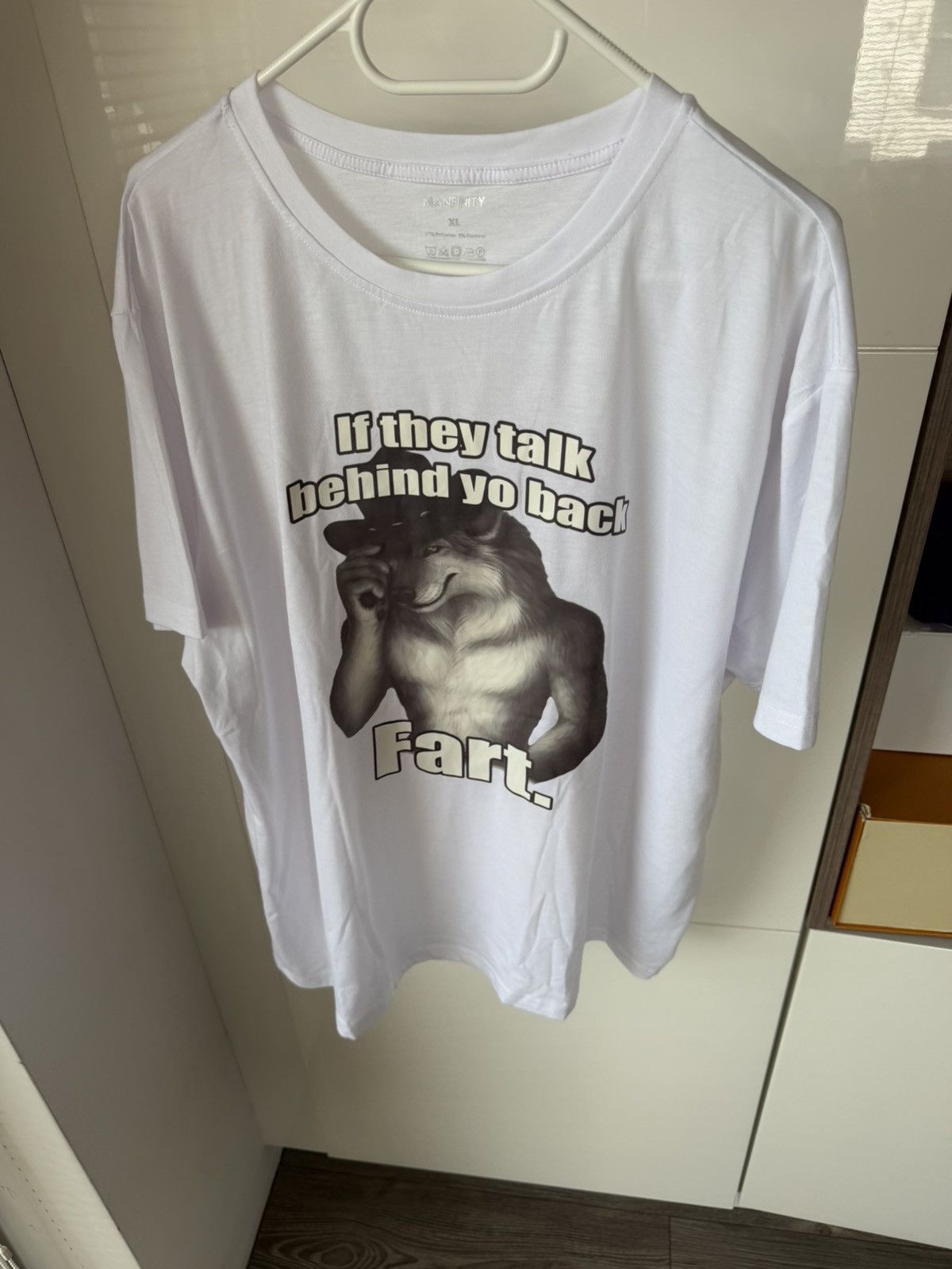 Other MeMe Tee Manfinity Wolf If They Talk Behind Yo Back FART Size US XL / EU 56 / 4 - 7 Thumbnail