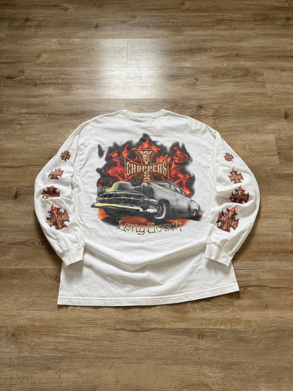 Band Tees × Vintage West Coast Choppers Long sweater♠️ Size US XL / EU 56 / 4 - 2 Thumbnail