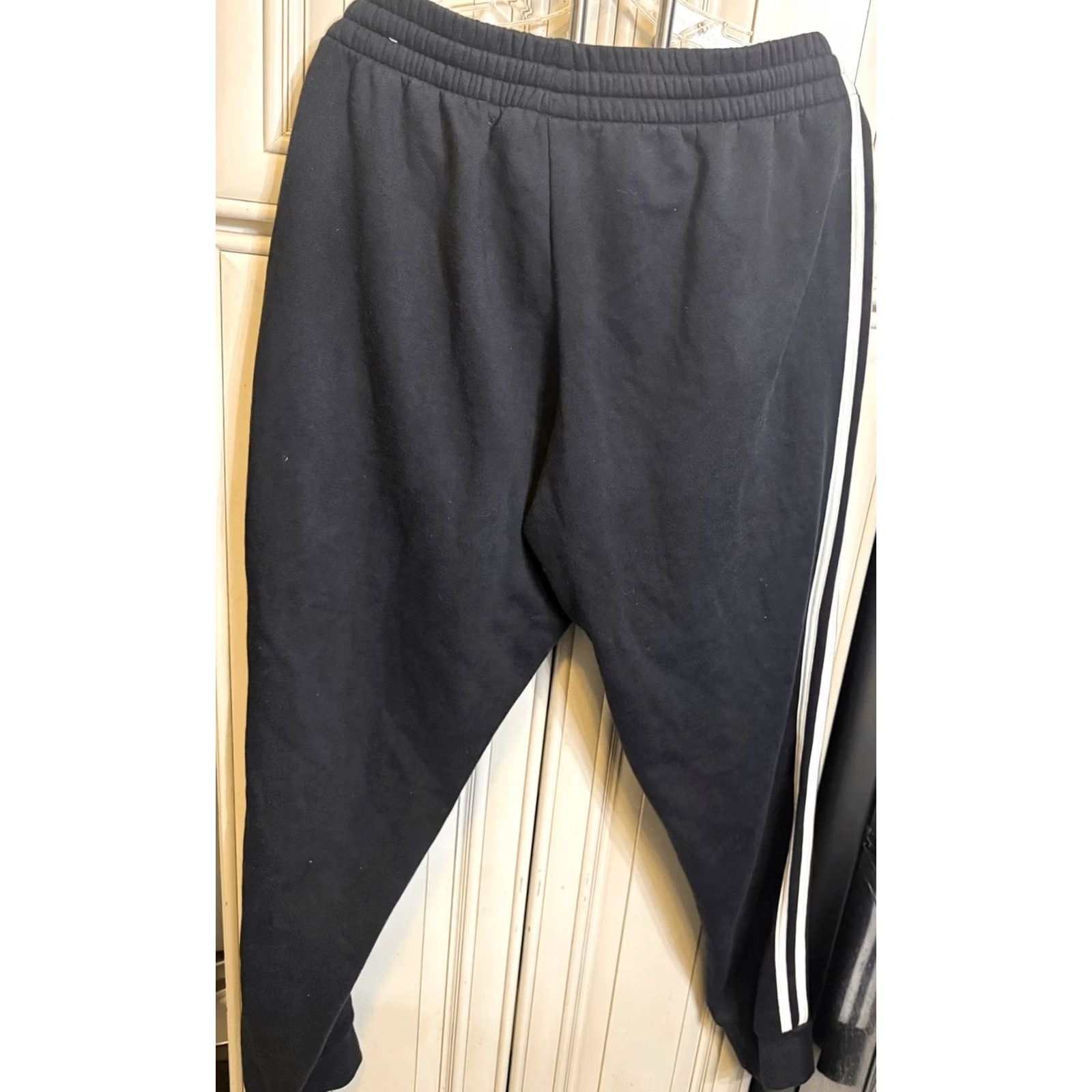 Adidas Adidas Mens Essential 3-Stripes Drawstring Track Pants Black White Size Large Size US 33 - 3 Thumbnail