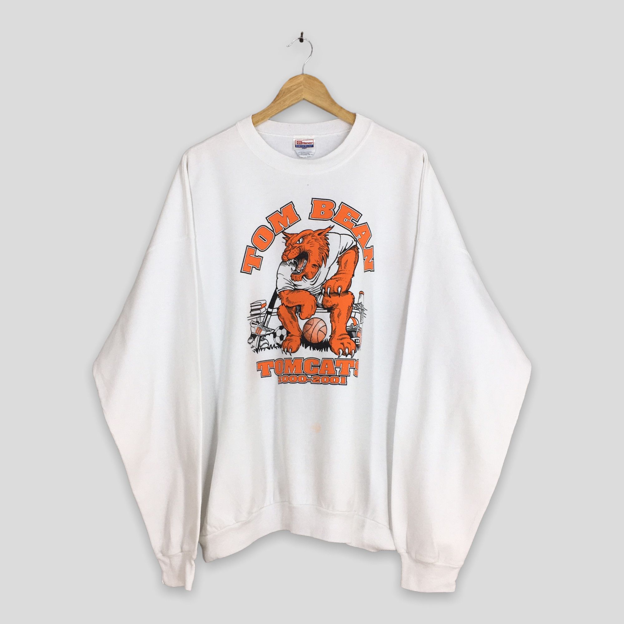 Vintage Vintage Y2K Tom Bean Tom Cat White Sweatshirt XXLarge Size US XXL / EU 58 / 5 - 1 Thumbnail