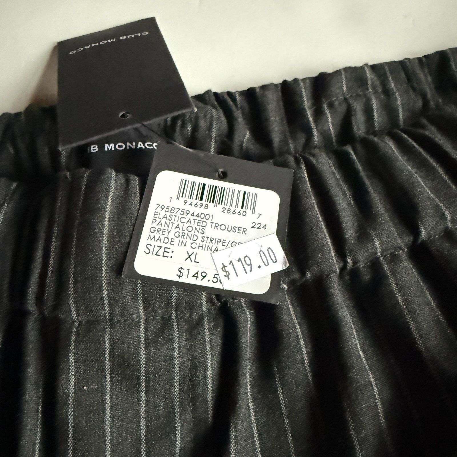 Club Monaco CLUB MONACO Grey Pinstripe Relaxed Dress Pants - Men's XL Size US 36 / EU 52 - 5 Thumbnail