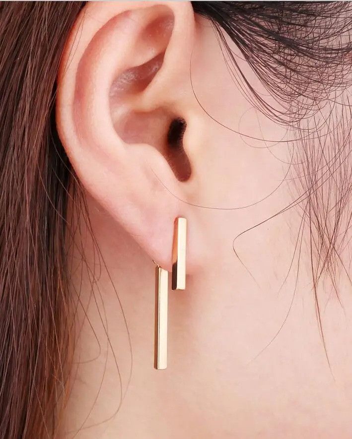 Jewelry T Bar Drop Earring Stud Earrings Charm Earring Gift Size ONE SIZE - 1 Thumbnail